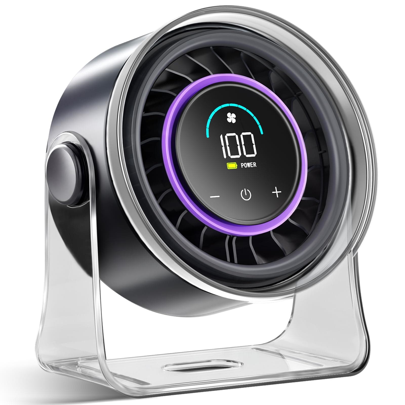 FRONTSUN Portable Desk Fan,Quiet Fan for Bedroom,Portable Fan withTurbo Airflow,Fans with 100 Speeds Digital Display, 360° Tilt,Rechargeable Battery Powered Fan,Small Fan for Home, Office, Kitchen