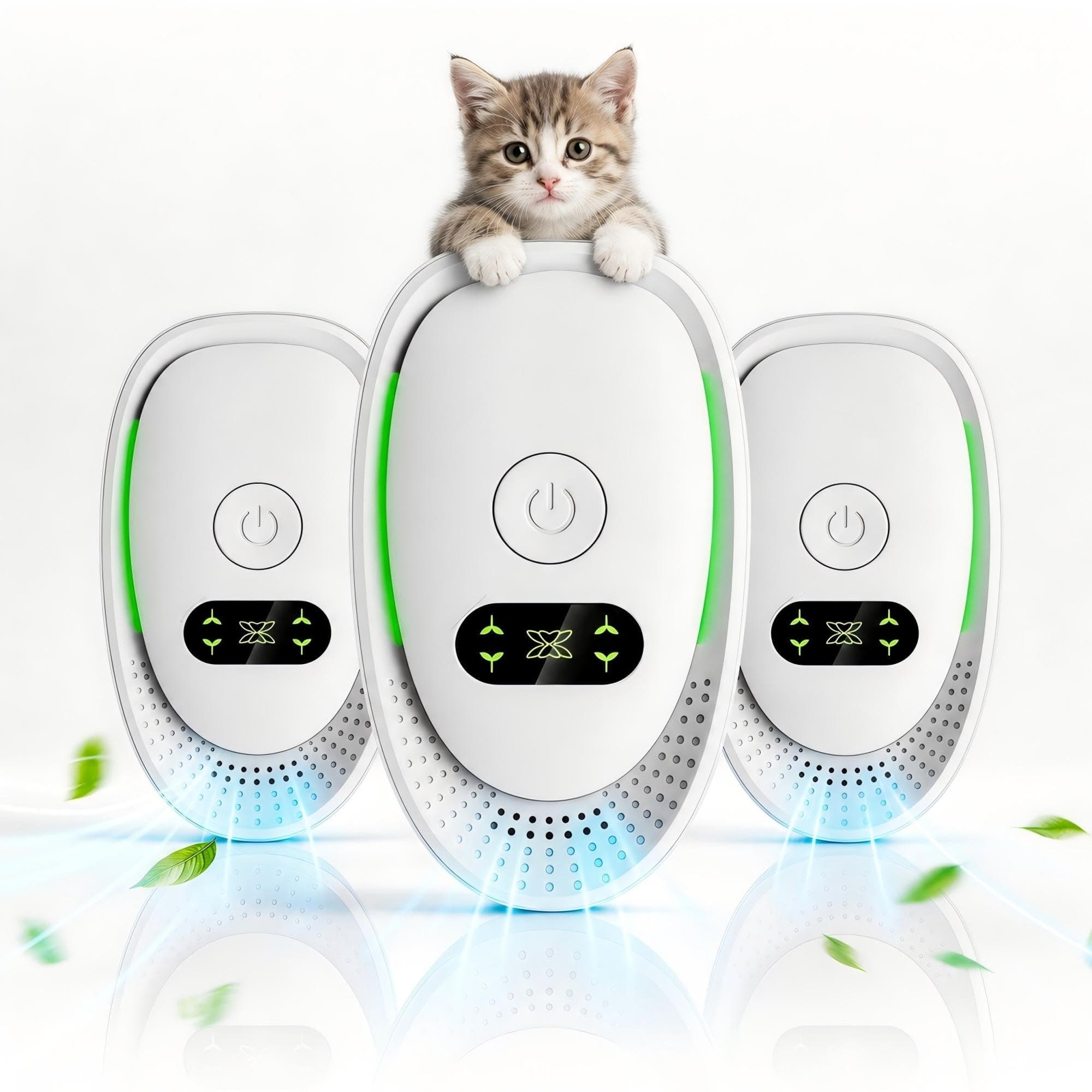 Air Ionizers 3 Pack, Small Negative Ion Air Purifiers for Home, Bedroom, Office, Kitchen & Travel, Low Noise Portable Air Freshener for Odor, Smoke, Dust, Pets, Fresh Odor Eliminator Kit