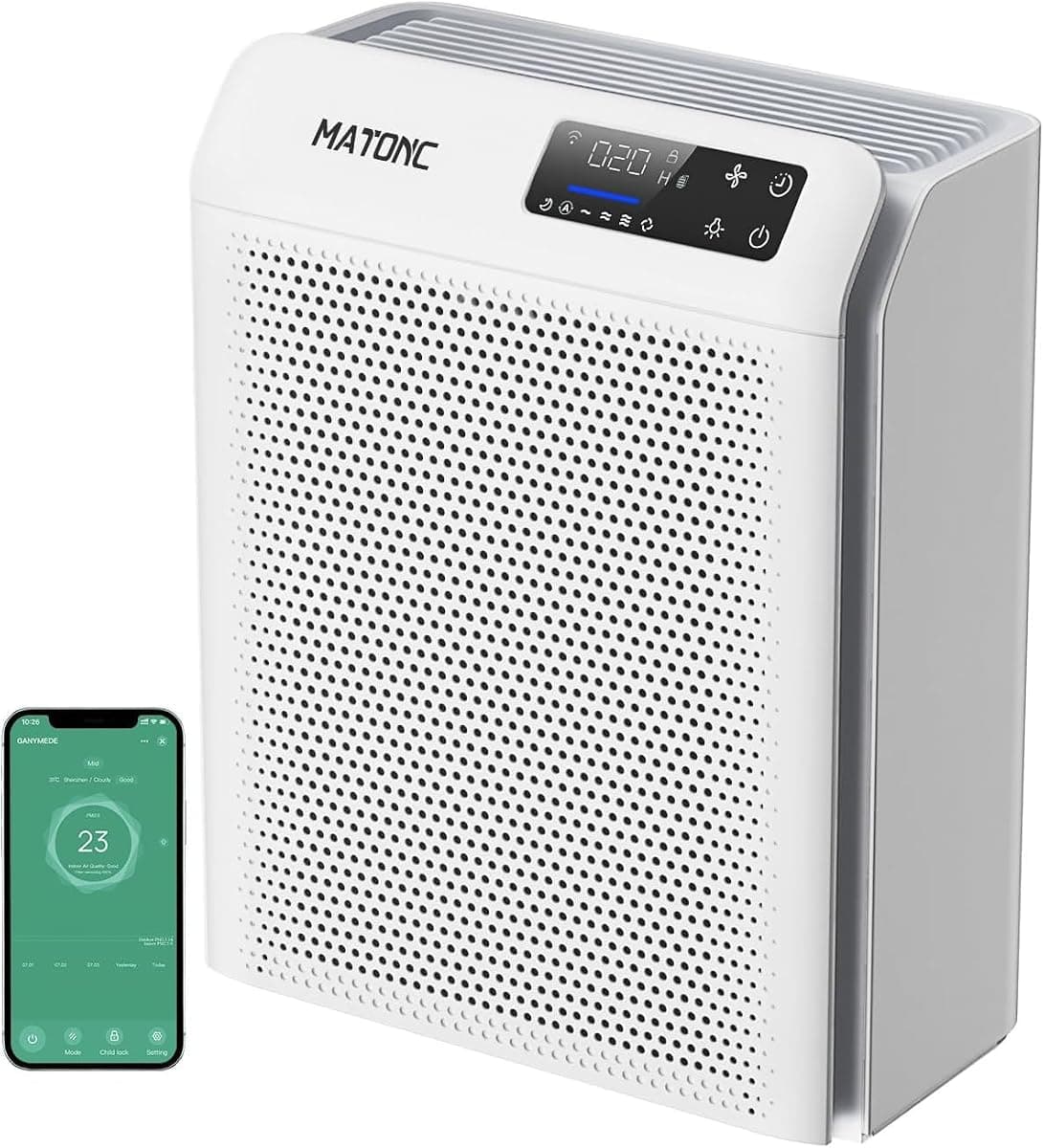 Air Purifier for Home Large Rooms, HEPA Air Purifier with Smart WiFi APP Control,Covers Up to 3500 ft²,AQI Display, Ultra-Quiet Sleep Mode & Auto Mode, Air Cleaner for Pet Hair Dust Pollen Odors
