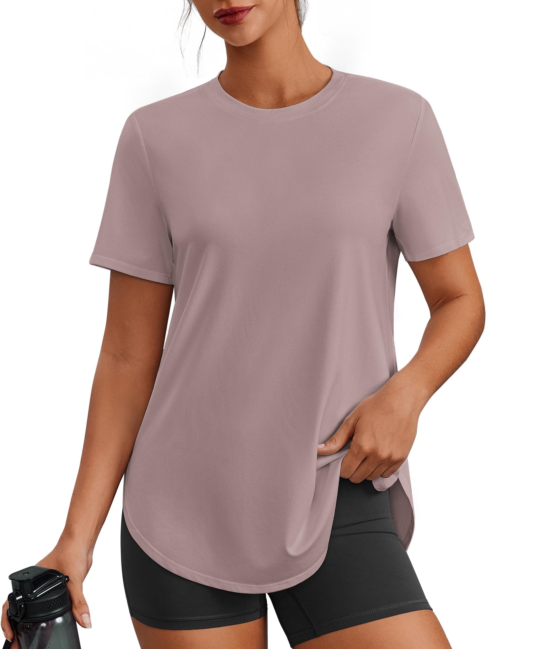 PINSPARK Workout Tops for Women Short Sleeve Athletic Shirts UPF 50+ Quick Dry Running Outfits for Exercise Gym Hiking S-3XL