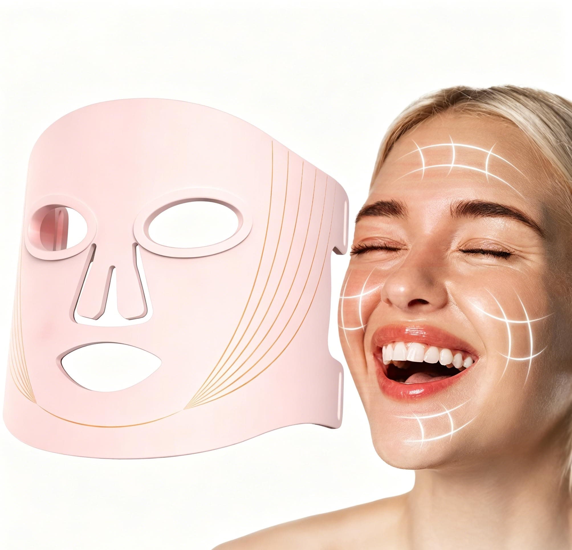 Red Light Therapy Mask for Face, 2000mAh Rechargeable Portable LED Mask | 3 Modes (NIR 850nm&Red 620nm, Yellow, Blue) with Timing Function, Red Light Mask Skin Care for Home Travel