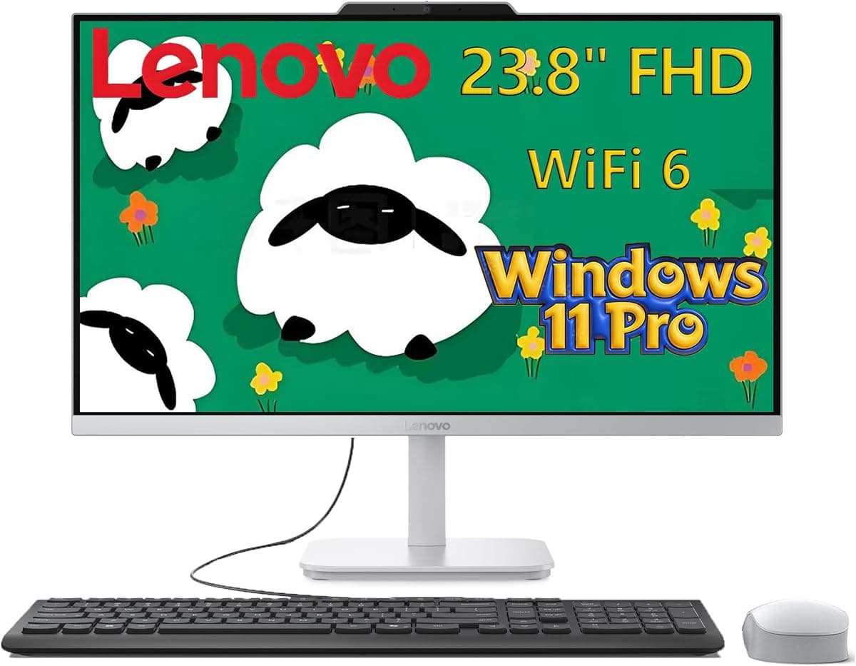 Lenovo All-in-One Desktop Computer, AIO 24 with Intel Core i3-N305, 16GB RAM, 512GB SSD, Office 365 for the Web, for Home Daily use and Remote Work, Video Streaming & Photo Editing, Windows 11 Home