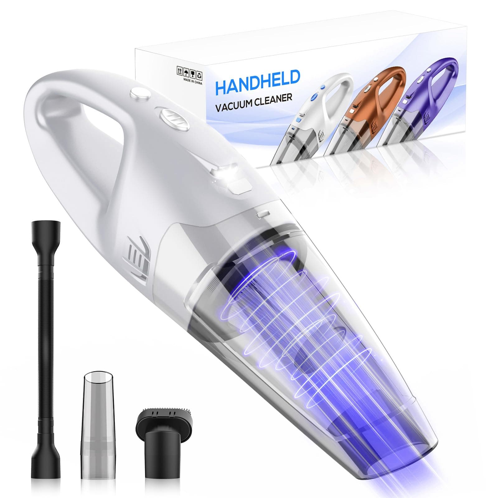 YOOHI Handheld Vacuum Cordless Rechargeable – 6000Pa Mini Hand Held Vacuum, LED Light, 20–25 Mins Runtime, USB Charging, 500ML Cup – Lightweight Small Vacuum Cleaner Cordless for Car/Office/Home