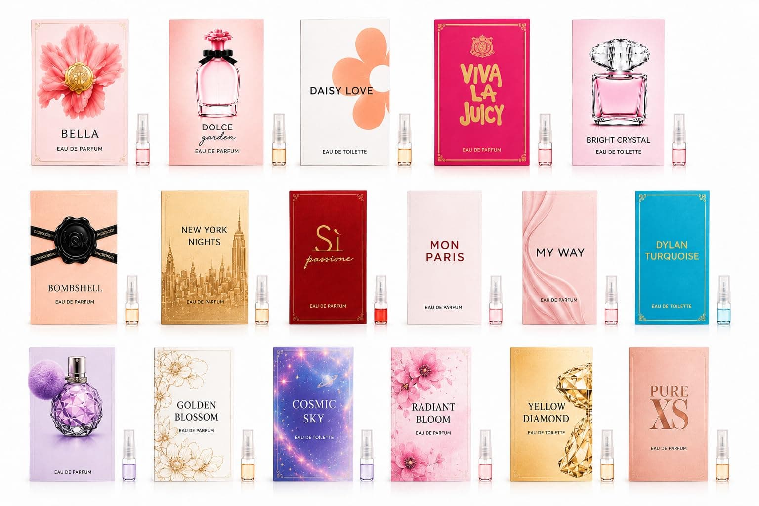 Women’s Perfume 8 Piece Sample Discovery Set – Top Designer High-End Luxury Fragrance Mini Vial Sampler Kit | Random Assortment Travel Gift Pack for Wife, Mother, Girlfriend – Holiday & Party Gift