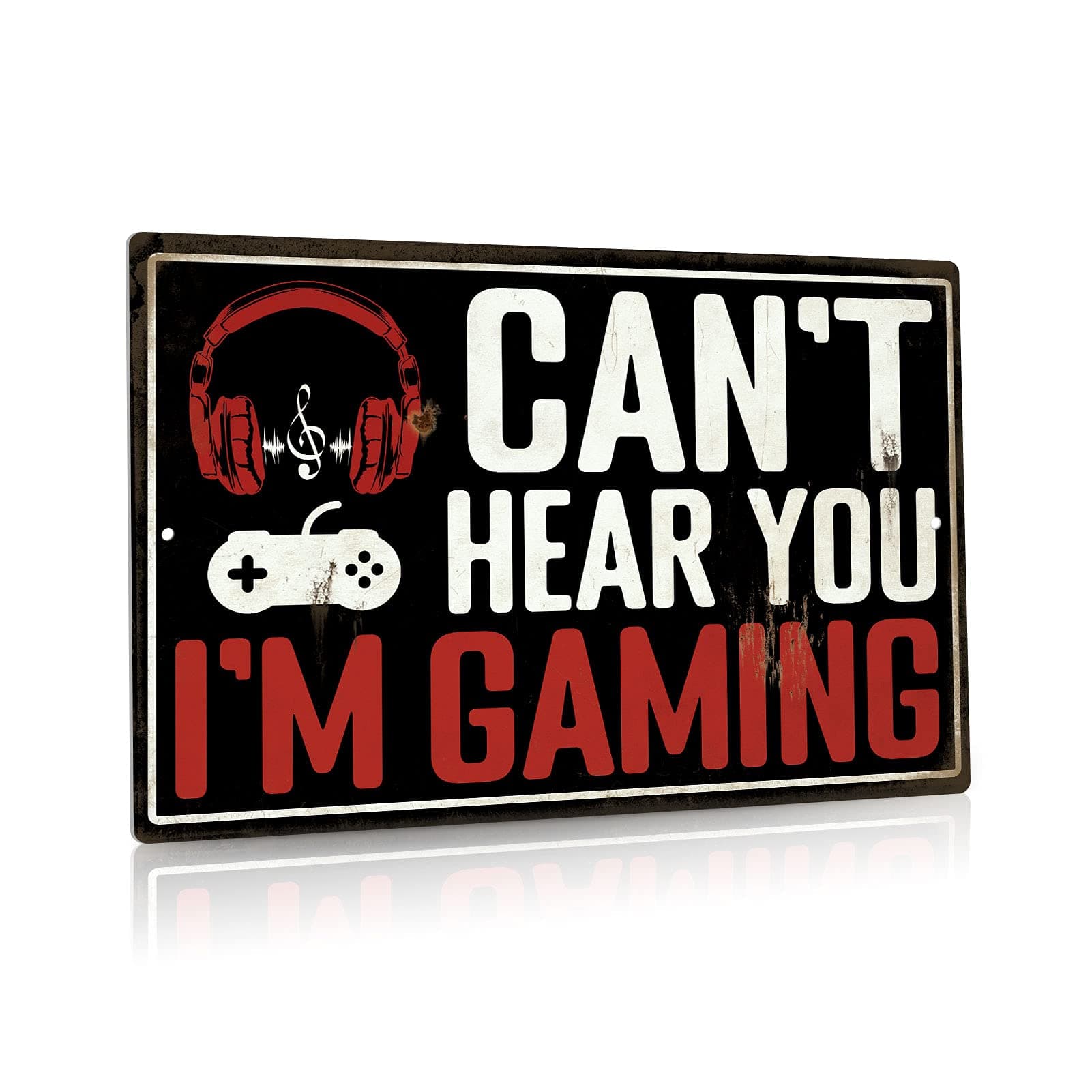 Putuo Decor Game Room Decor, Funny Wall Decor for Man Cave, Bedroom, Teen Room, Gift for Gamer, Boys, Girls, 12x8 Inches Aluminum Metal Sign (Can't Hear You, I'm Gaming)