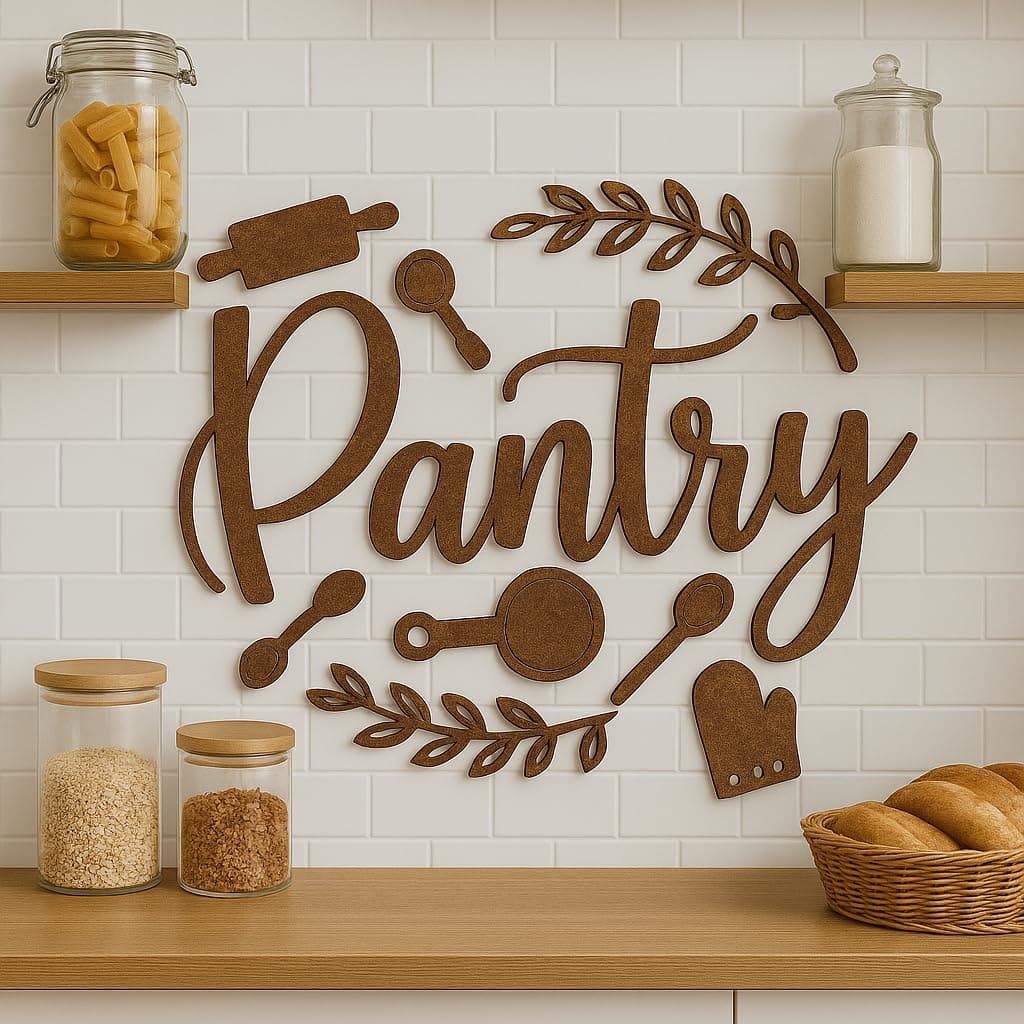 Woodamore Farmhouse Pantry Sign - Pantry Signs Wall Decor, Pantry Word Door Sign, Rustic Kitchen Sign Pantry Decor For Home (15"x8")