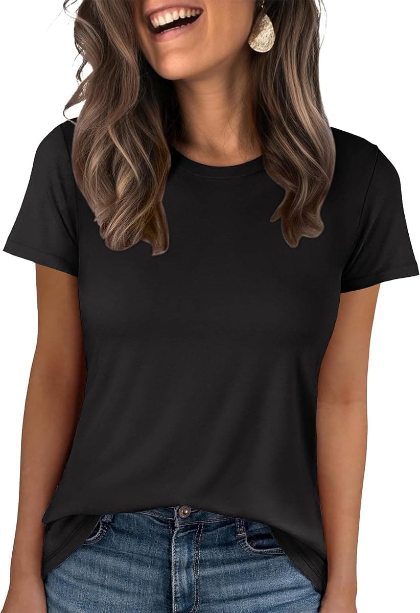 ANRABESS Women Short Sleeve Tops Summer Basic Tee Wrinkle-Free Trendy Cute T Shirts 2026 Spring Business Casual Outfits