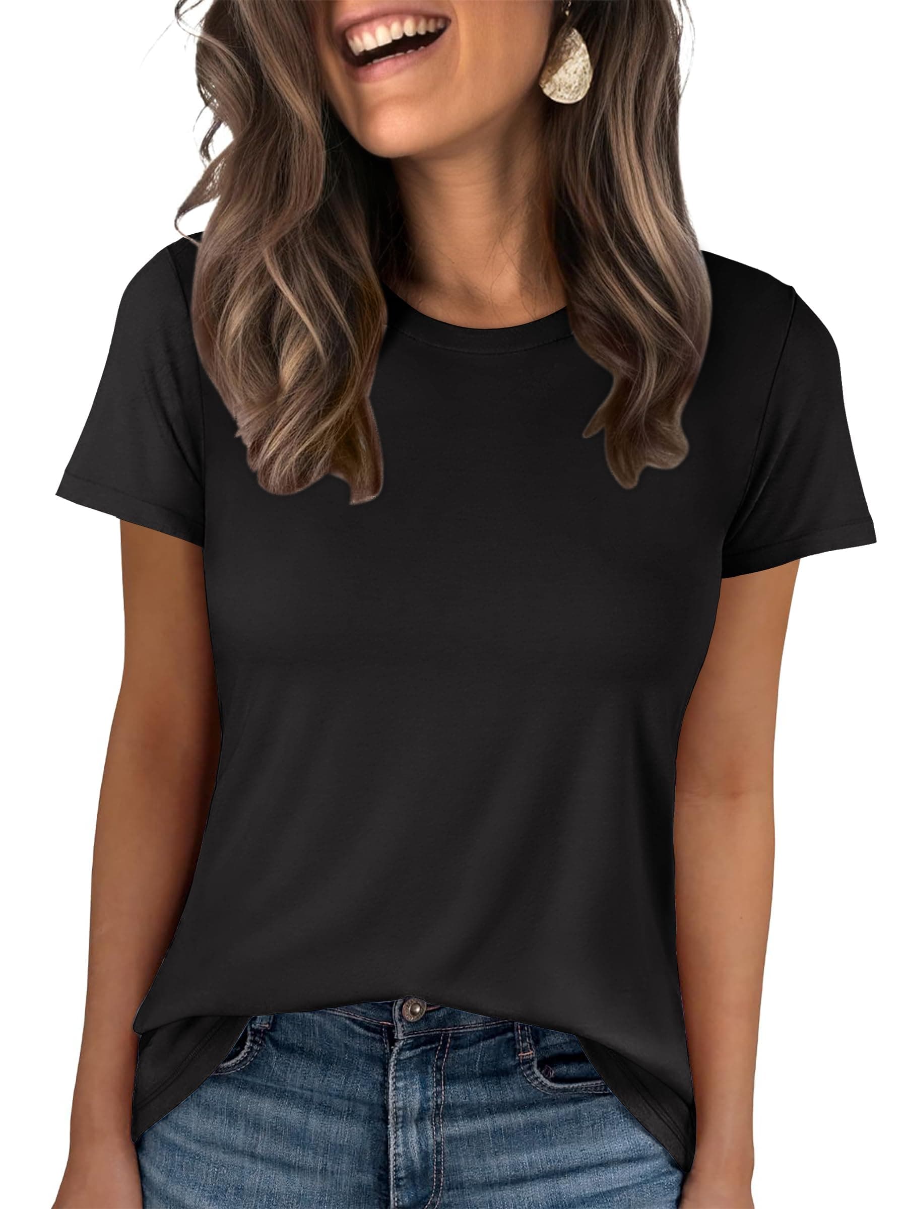 ANRABESS Women Short Sleeve Tops Summer Basic Tee Wrinkle-Free Trendy Cute T Shirts 2026 Spring Business Casual Outfits