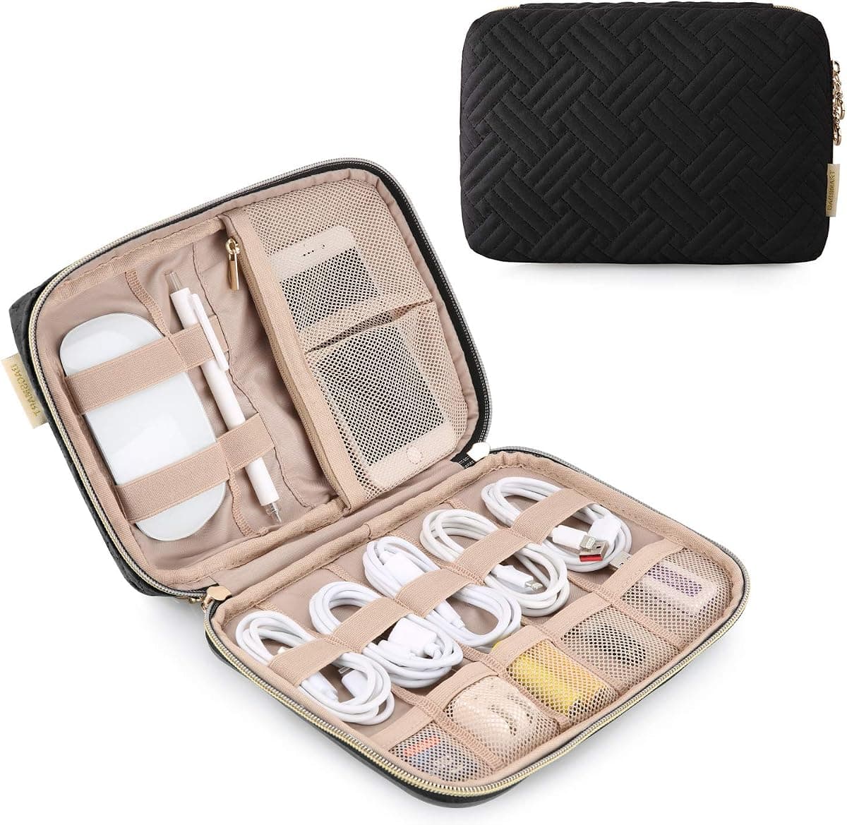 BAGSMART Electronics Organizer Case, Cord & Cable Organizer, Tech Travel Essentials, Women's Black Accessory