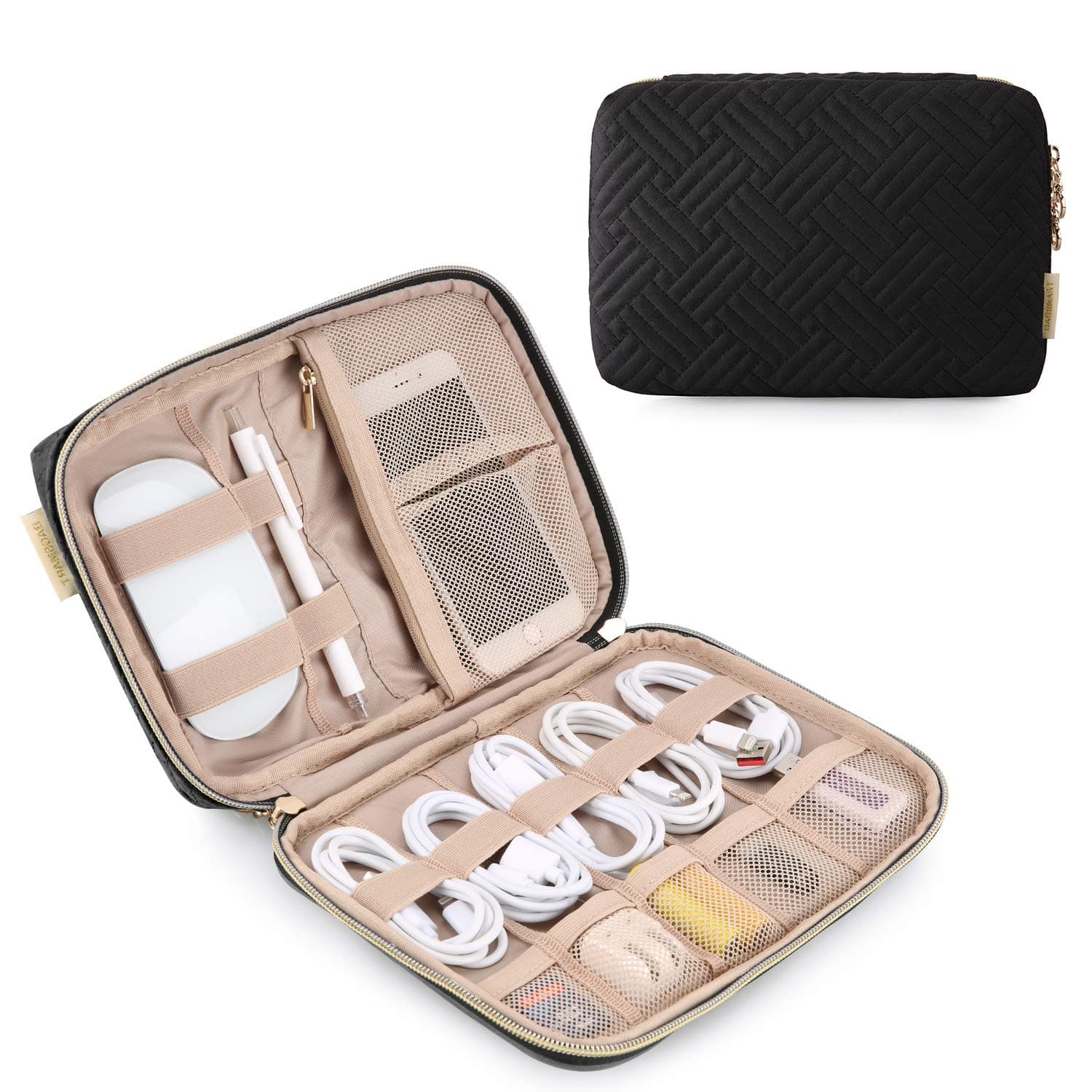 BAGSMART Electronics Organizer Case, Cord & Cable Organizer, Tech Travel Essentials, Women's Black Accessory