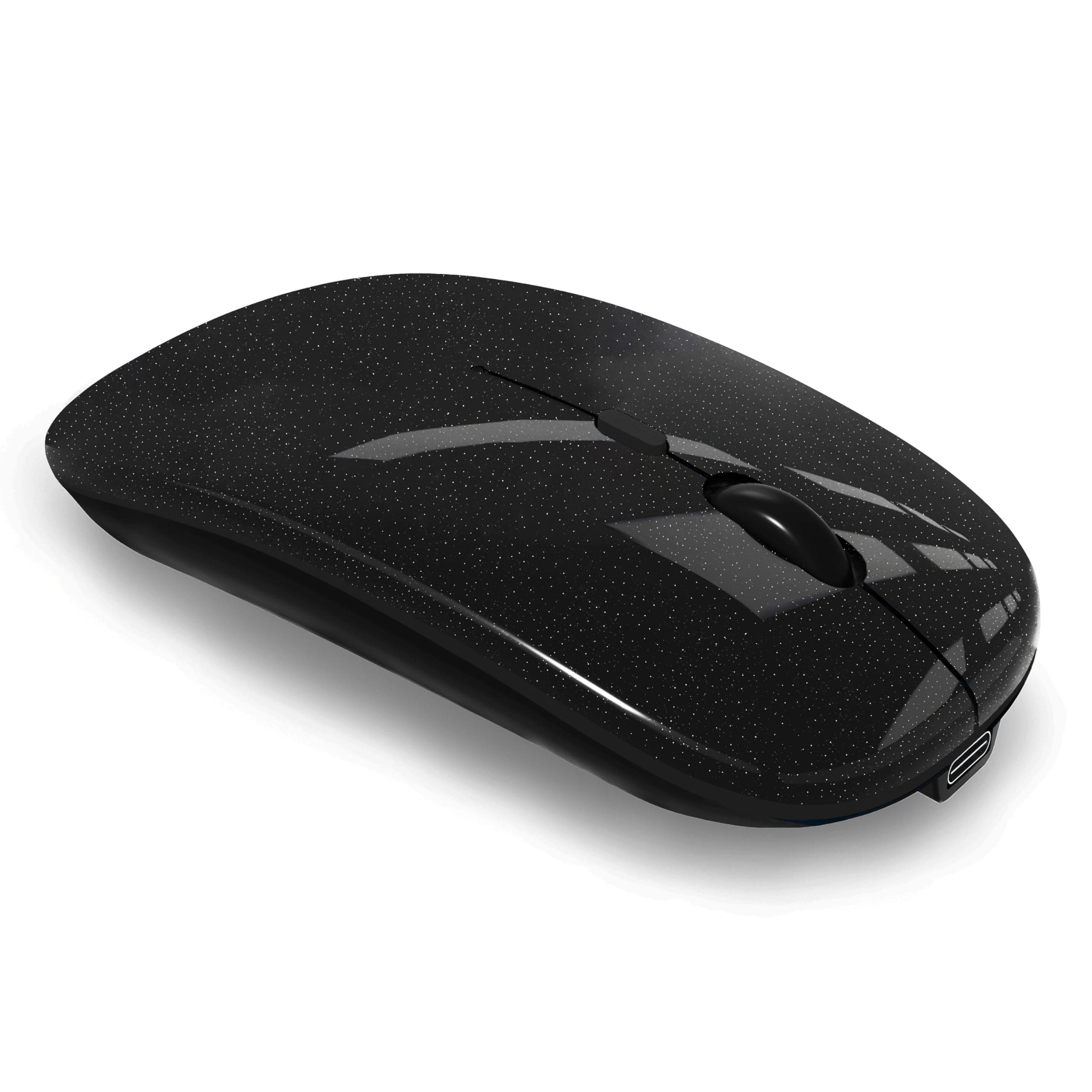 WREANU Wireless Bluetooth Mouse Rechargeable Laptop Mice Silent Slim Use(Bluetooth5.2 and Portable 2.4GHz USB Receiver)Dual Mode Computer Mouse for Laptop/iPad/Tablet/Apple/Computer/Mac(Bright Black)