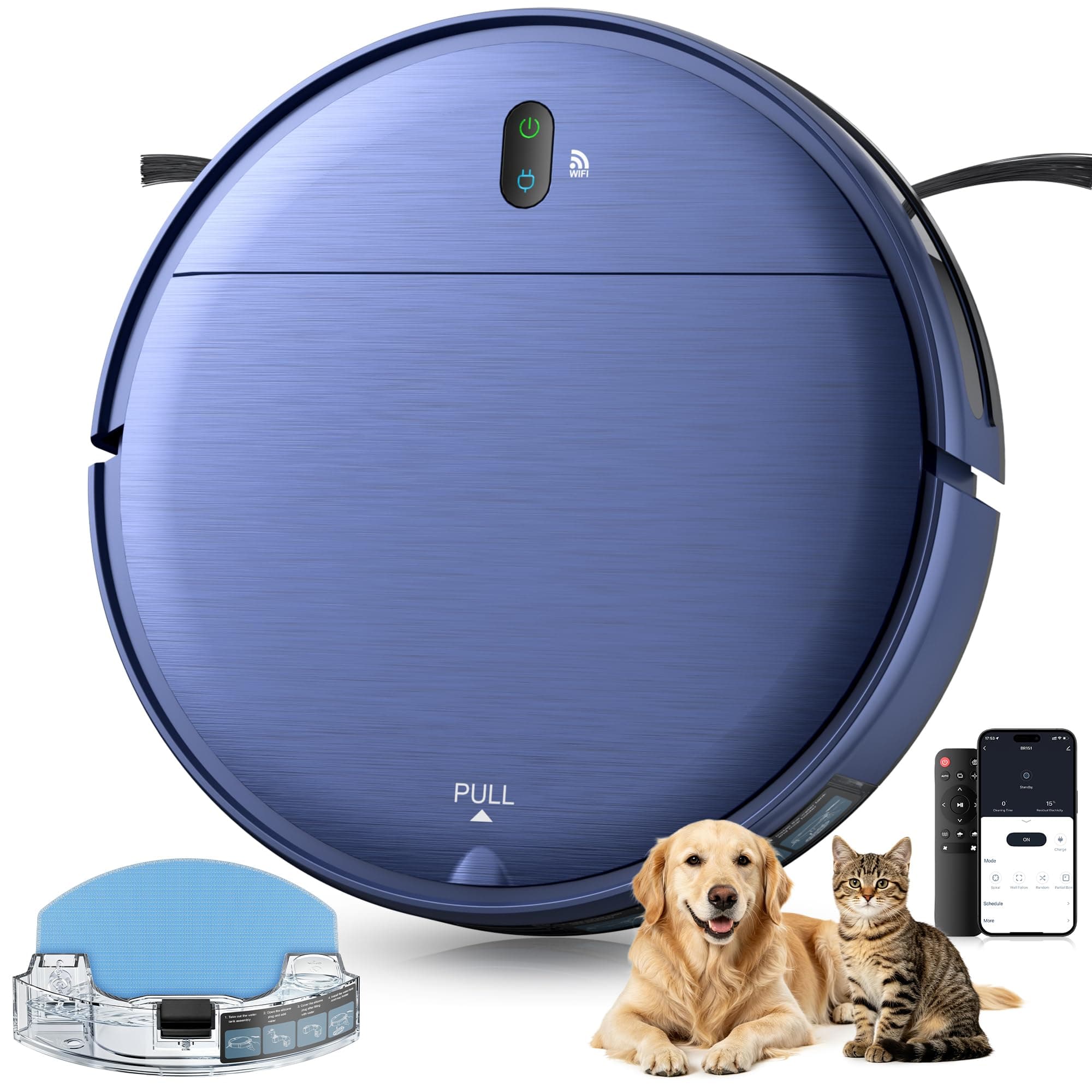 Robot Vacuum, Robot Vacuum and Mop, Smart Robotic Cleaner with APP/Remote/Voice Control, Scheduled Cleaning, Slim Body & Self-Charging, Ideal for Pet Hair, Carpet and Hard Floors