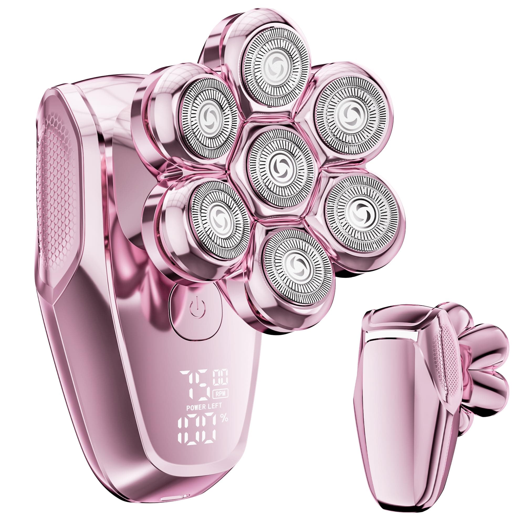 Electric Razors for Women - 7D Electric Shaver for Women, IPX8 Waterproof with USB-C Fast Charge, LED Display, 2 Speeds & Magnetic Heads,Azalea Pink