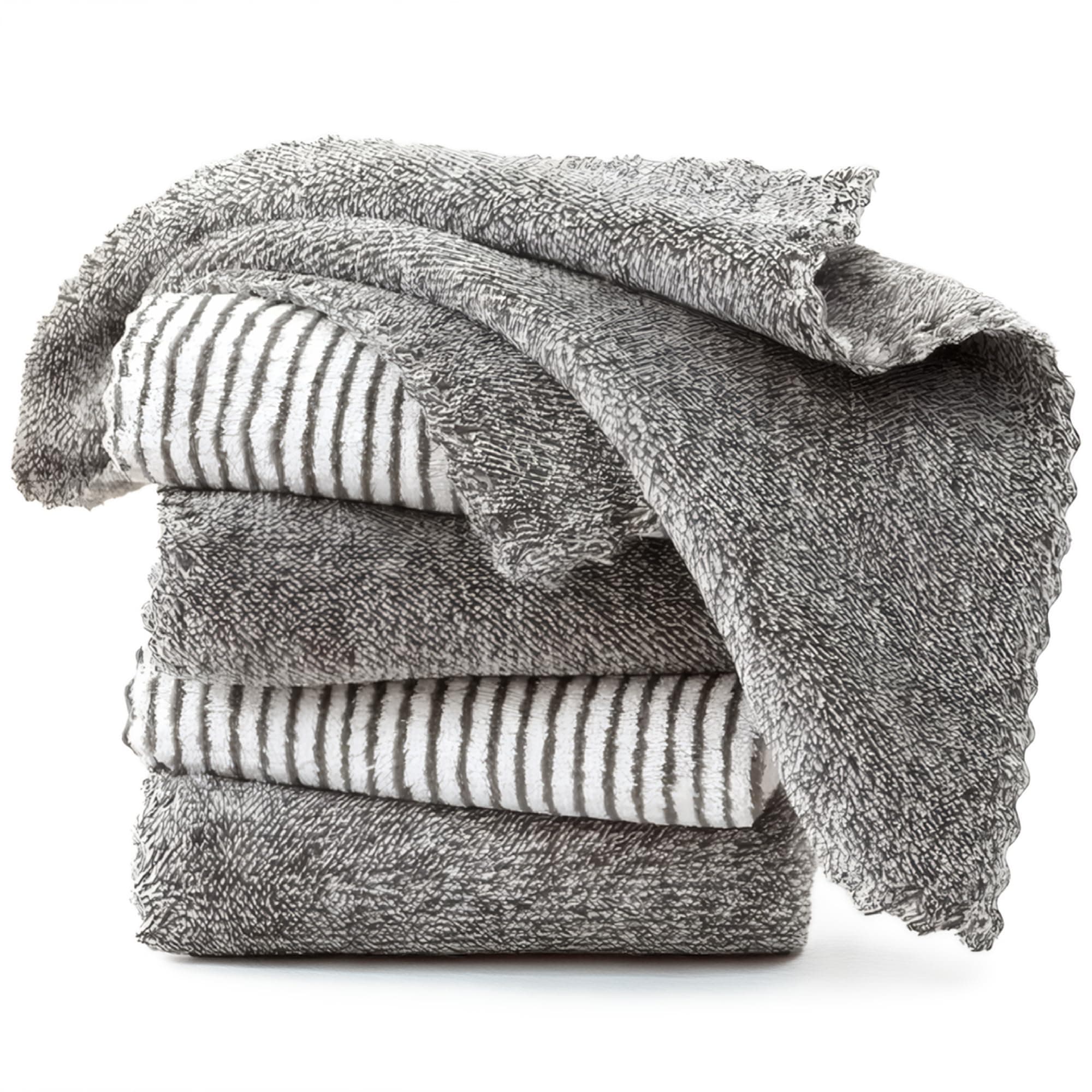 5 Pack Kitchen Towels and Dishcloths Sets, 12 X 12 Inches, Absorbent Dish Towels for Kitchen, Microfiber Cleaning Cloth, Dish Cloths for Washing Dishes (Blackliner)