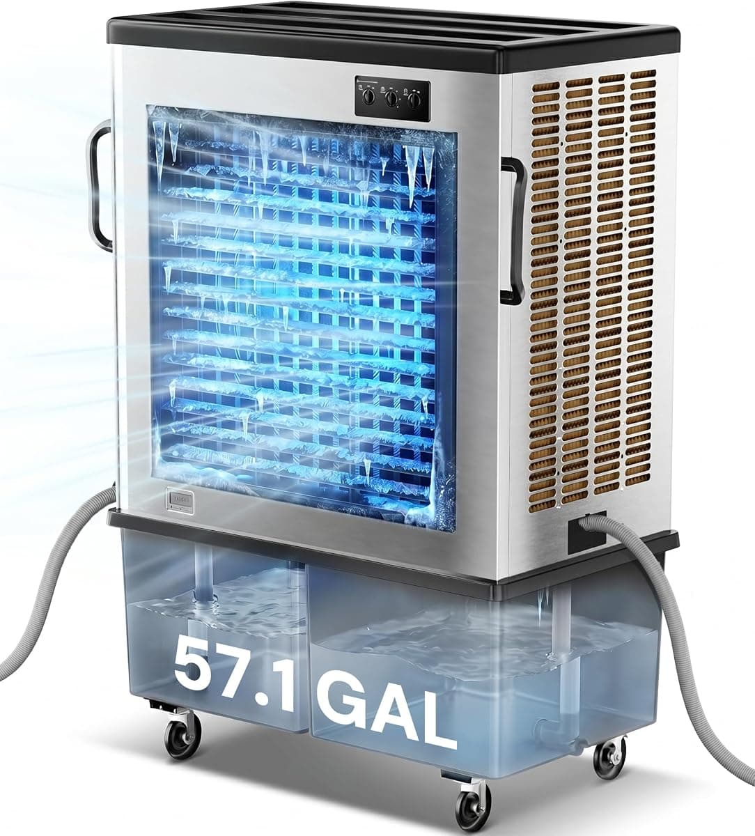 Landeagle 70″ Swamp Cooler Air Conditioner,20600 CFM Portable Evaporative Coolers with 57.1 Gal Tank,120°Oscillation, Outdoor Cooling Fan with Continuous Auto Fill for Patio Garage Industry Commercial