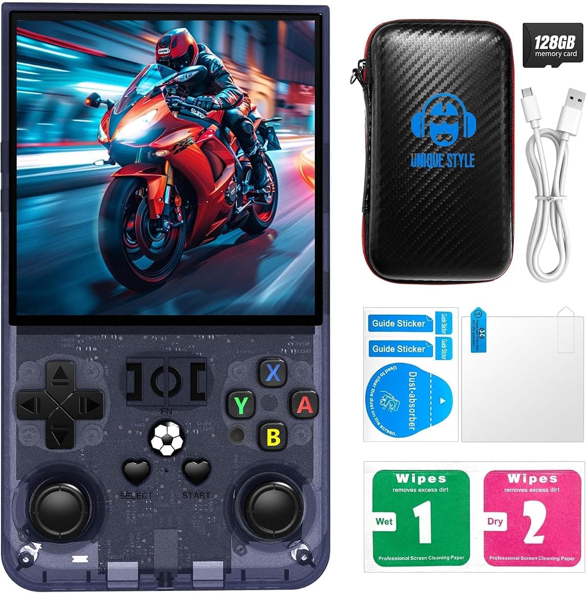 R36MAX Retro Handheld Game Console, 4.0-Inch IPS Display, 720x720 Resolution, Linux System, 64GB Support 18,000+ Classic Games, 4000mah Battery, with Portable Case(Gray 64GB)