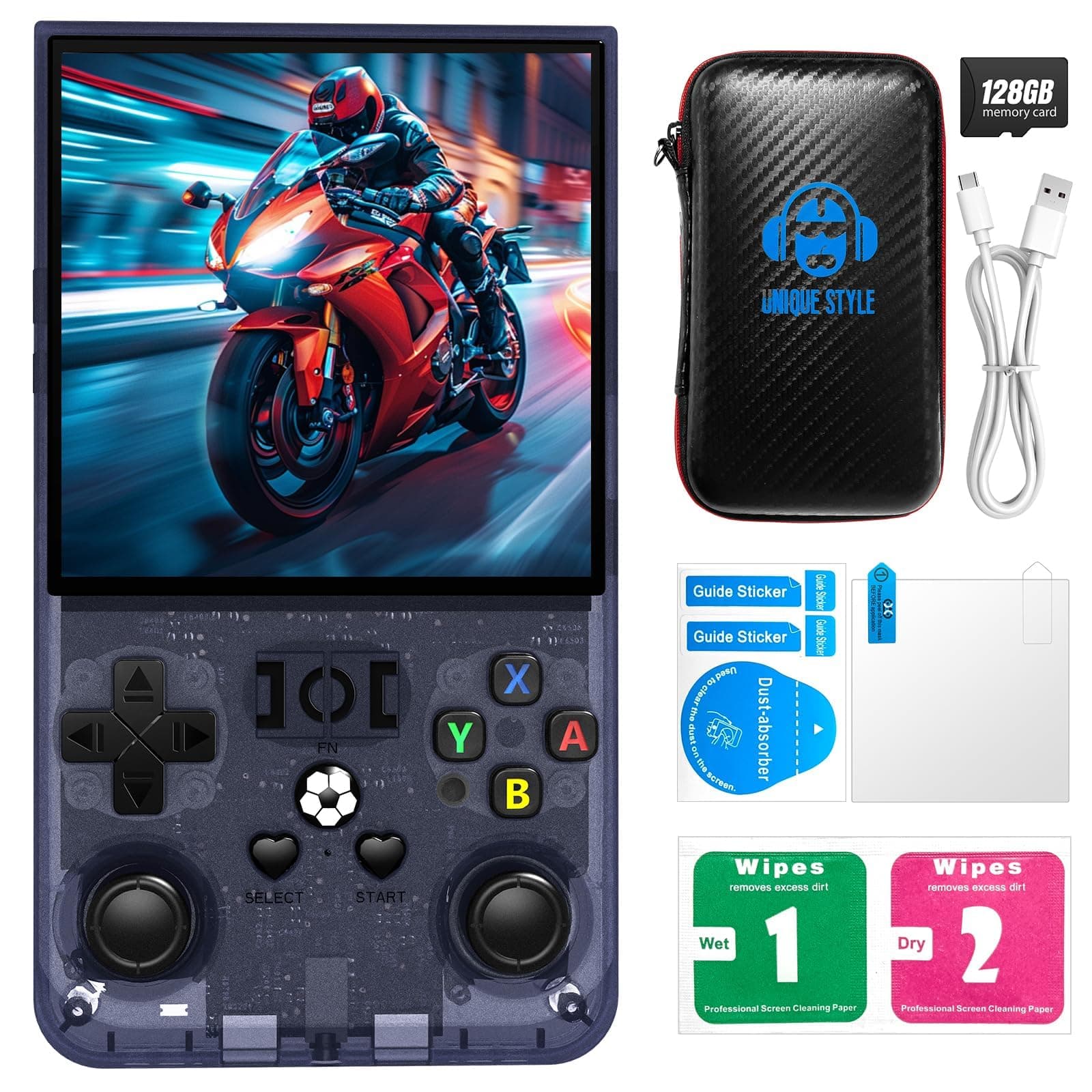 R36MAX Retro Handheld Game Console, 4.0-Inch IPS Display, 720x720 Resolution, Linux System, 64GB Support 18,000+ Classic Games, 4000mah Battery, with Portable Case(Gray 64GB)