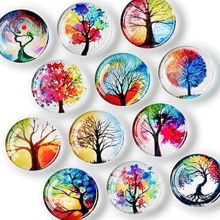 FINDMAG Glass Fridge Magnets, Strong Magnets Refrigerator, Decorative Magnet for Fridge, Festival Refrigerator Magnet Cute for Office, Locker, Whiteboard, Home, Kitchen, Dorm Room, 12 Packs