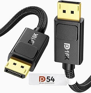 Silkland 54Gbps DisplayPort 2.1 Cable 3.3FT [VESA Certified], [8K@165Hz, 4K@480Hz 360Hz 240Hz] DP 2.1 Cable 16K, DP54 HDR DSC Display Port Cord Compatible FreeSync G-Sync Gaming Monitor 5090 7900XTX