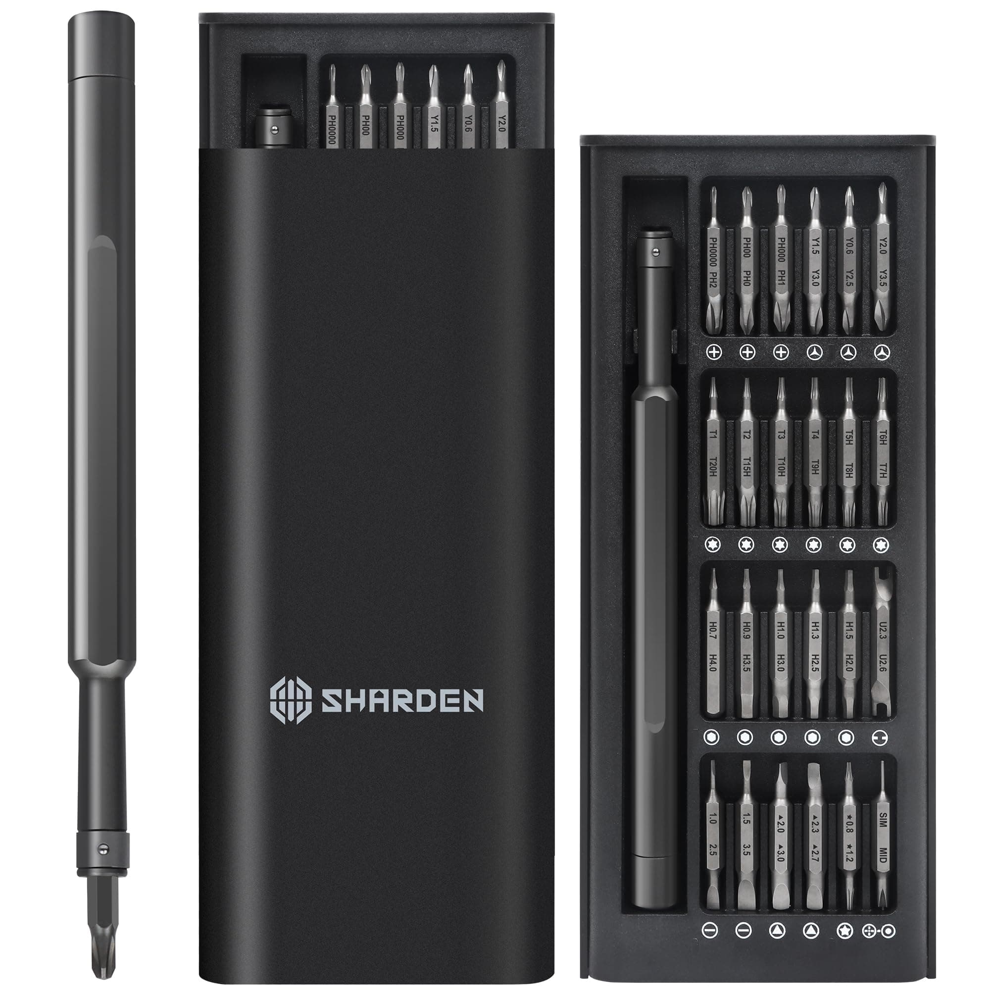 SHARDEN Precision Screwdriver Set, Magnetic Small Screwdriver Set with Torx, Pentalobe, Tri-wing, Mini Repair Tool Kit for Electronic, Computer, Laptop, PC, Watch, PS5, Eyeglass (49 in 1 Black)