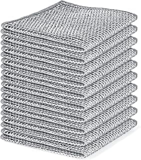Aidoclip 10PCS Set Non-Scratch Steel Wool Dishcloth - Multi Purpose Wire Dishwashing Rags Kitchen Towels and Dishcloths Sets Durable Cleaning Pads Bathroom Home Essentials Cleaning Supplies Tools