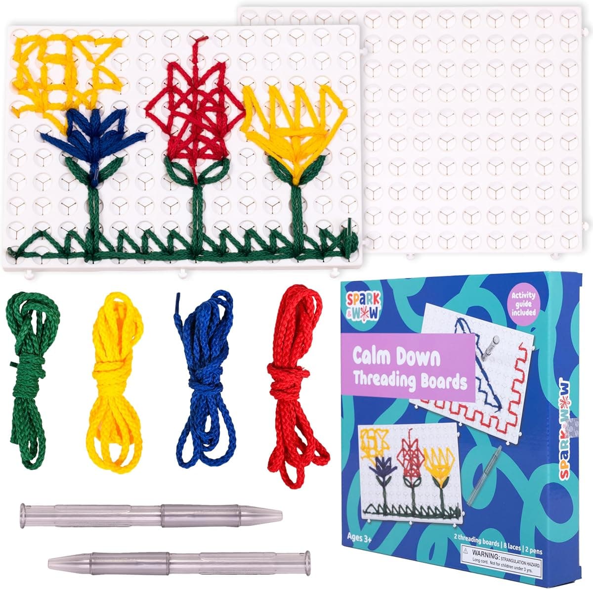 SPARK & WOW Calm Down Threading Boards | Set of 2 | Sensory Activity Board | Autism Toys for Play Therapy | ADHD Toys for Sensory Play