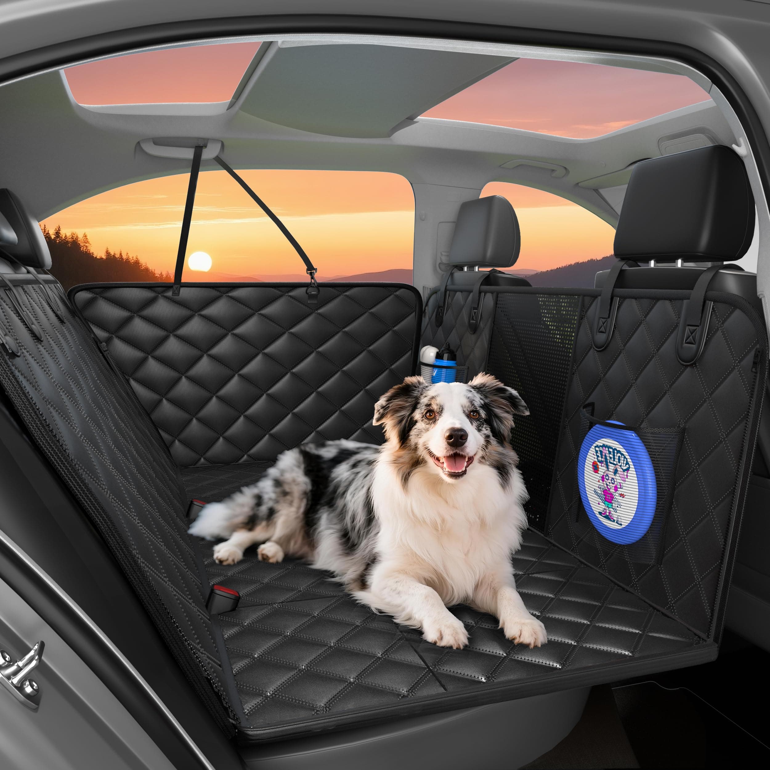 Dog Car Seat Cover for Back Seat, Hard Bottom Back Seat Extender for Dogs - Supports 400lbs, 2026 New Waterproof, Scratch Resistant, Anti Slip Portable Dog Hammock,Suitable for Cars Grey