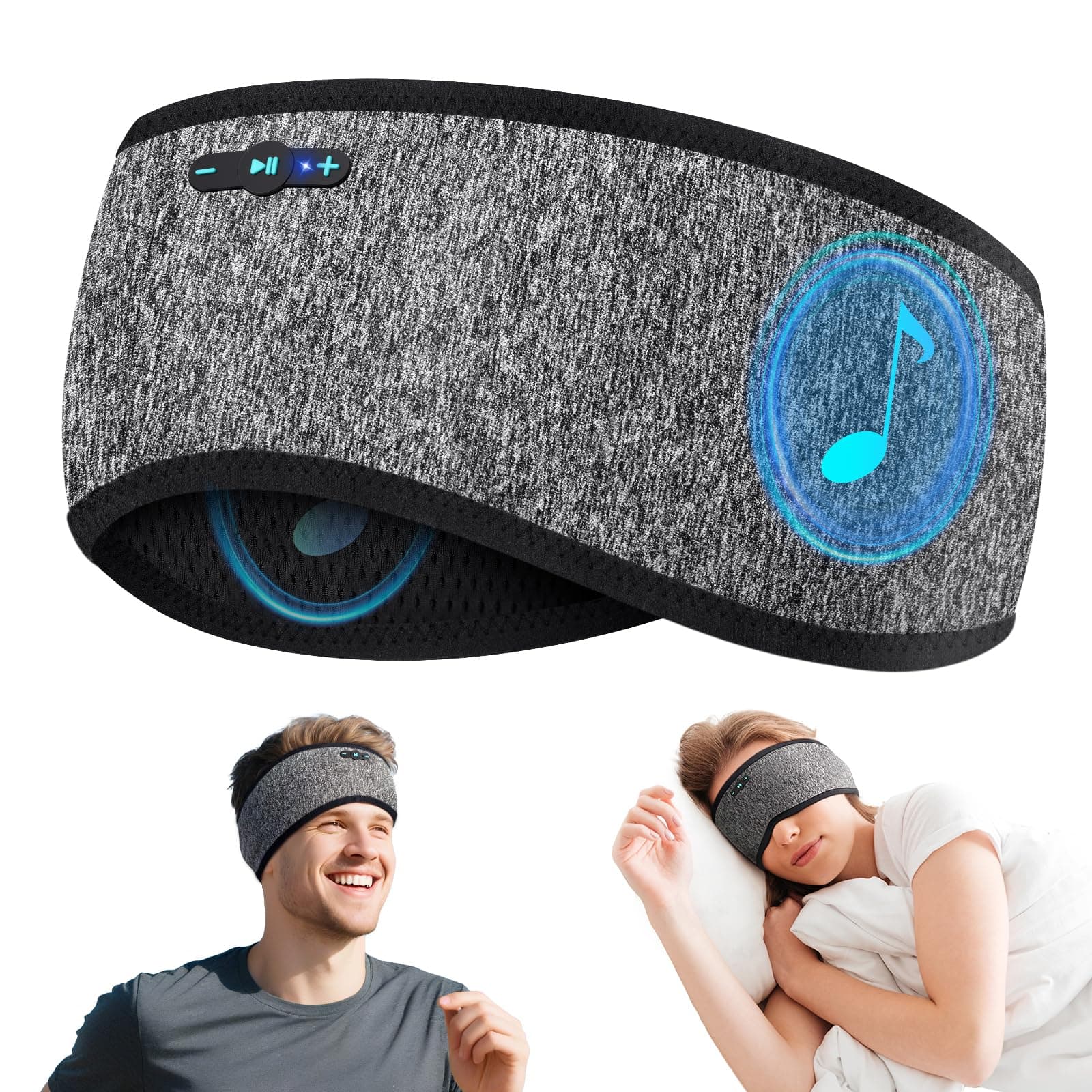 Sleep Headphones Bluetooth 6.0 Headband, 20H Playtime Headband Headphones with HD Stereo Speakers, Sports Wireless Earphones for Side Sleepers Workout Yoga Travel Meditation, Gifts for Women Men