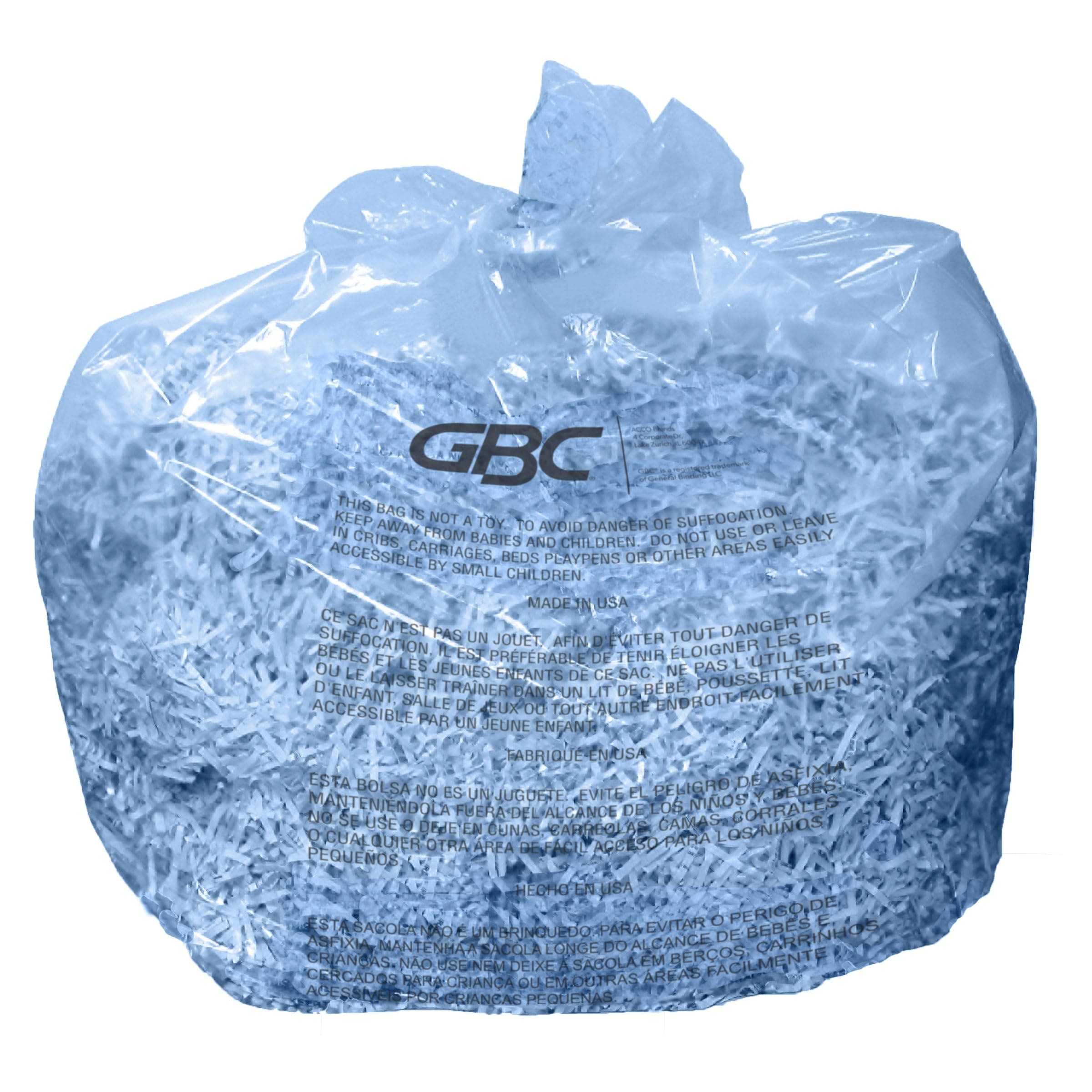 GBC Swingline Shredder Bags, 6-8 Gallon, Plastic, For 60X/80X/100X/200X/100M, 100/Box (1765016)