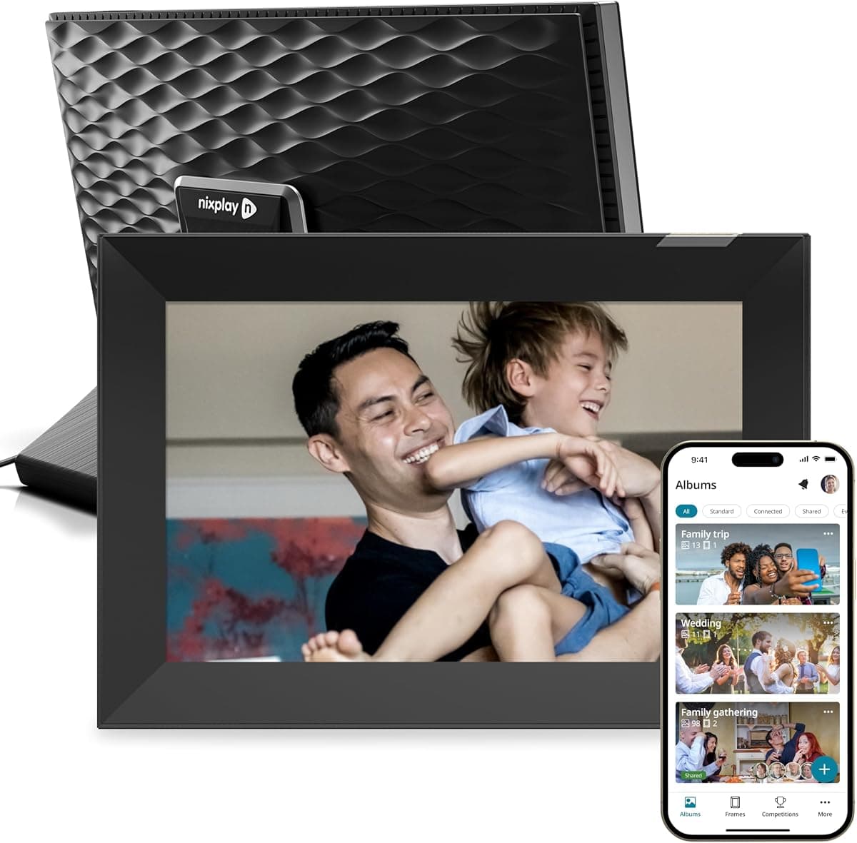 Nixplay Digital Touch Screen Picture Frame with WiFi - 10.1” Photo Frame, Connecting Families & Friends (Black/Silver)