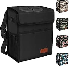 Femuar Leak Proof Car Trash Can with Lid - Waterproof Automotive Garbage Bin for SUVs, Collapsible and Portable Car Trash Bag, Black