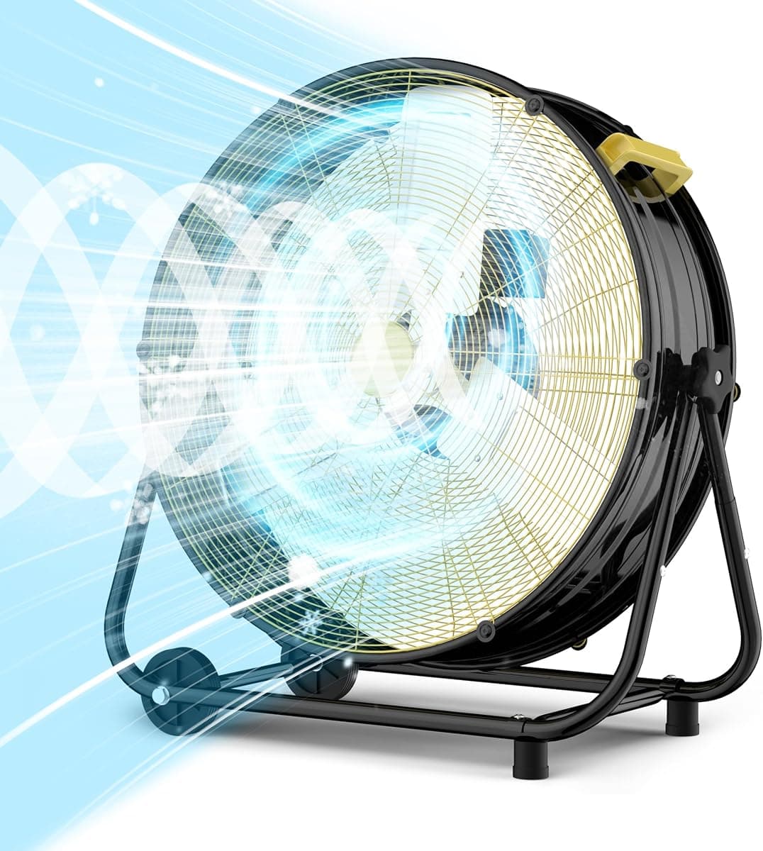 30" High Velocity Floor Fan, 14000CFM Heavy Duty Industrial Drum Fan with 3 Speeds, 550W, 360° Tilt with 2 Casters, Handle, Outdoor Metal Shop Fan for Garage, Factory, Patio, Basement, Commercial