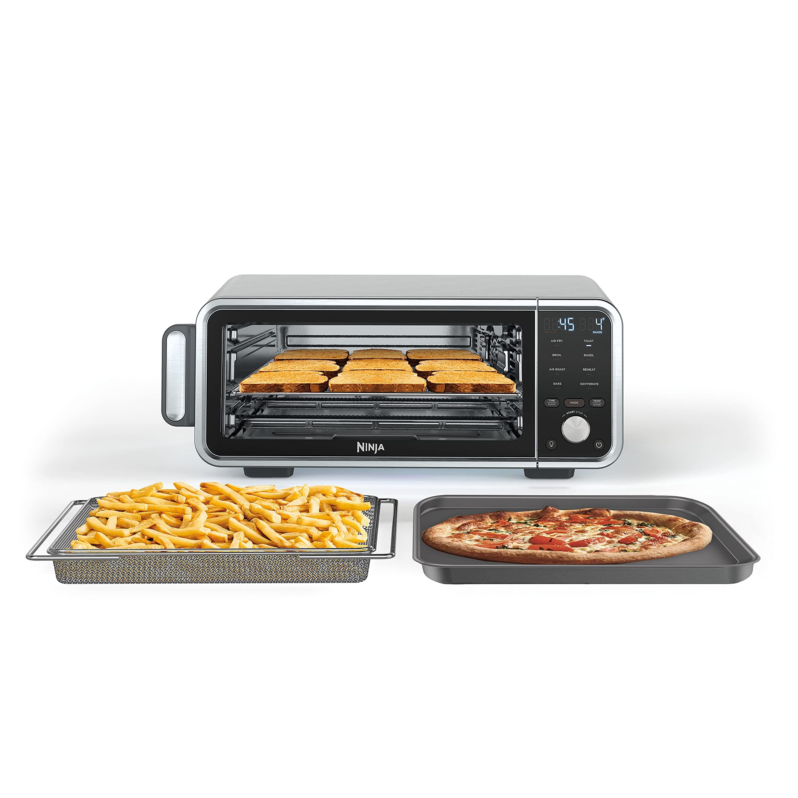 Ninja (Refurbished) SP201/FT205CO Digital Air Fry Pro Countertop 8-in-1 Oven with Extended Height, XL Capacity, Flip Up & Away, Basket, Wire Rack Crumb Tray, Silver, Black (Renewed)