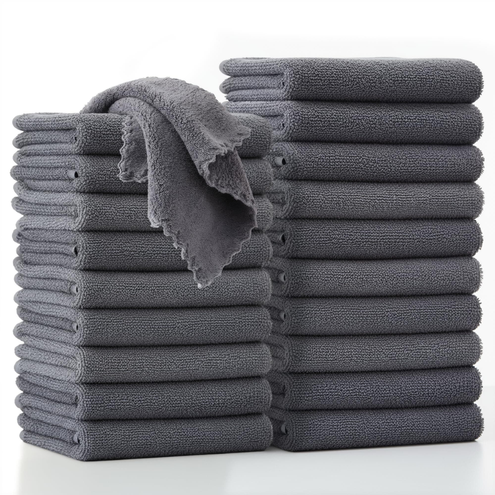 20 Pack Kitchen Towels and Dishcloths Sets, 12 X 12 Inches, Absorbent Dish Towels for Kitchen, Microfiber Cleaning Cloth, Dish Cloths for Washing Dishes (Dark Gray)