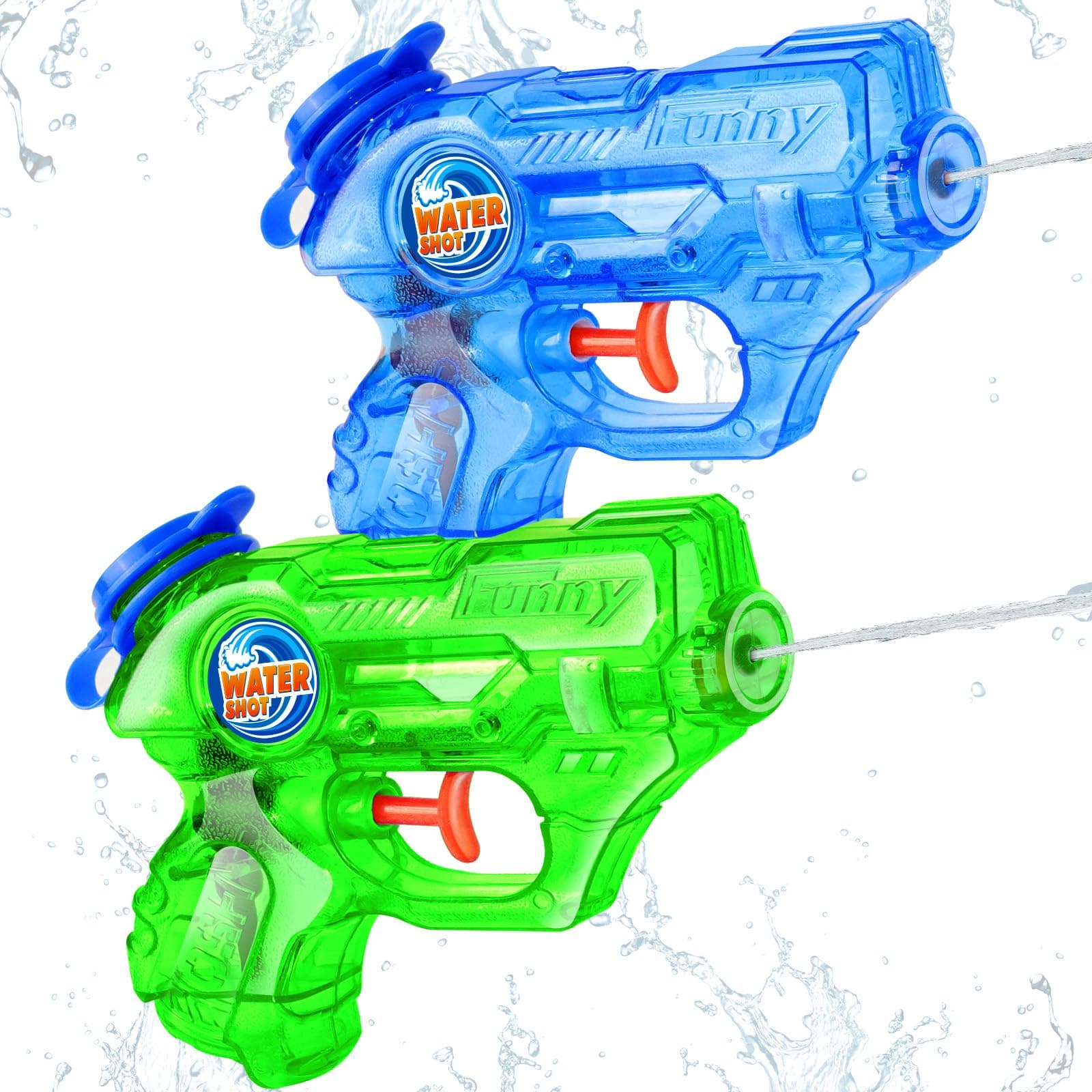 Mini Water Gun for Kids Toddler: 2 Pack Water Guns Soaker Squirts Blasters with Trigger for Boys Girls Bath Toys - Ideal Pool Toys Summer Outdoor Beach Fighting Play