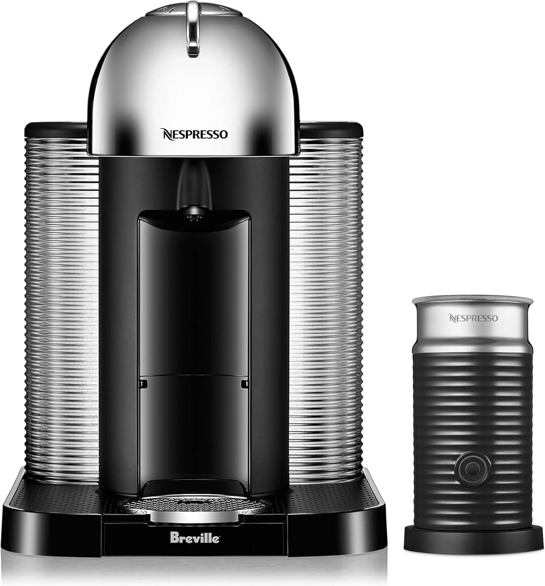 Nespresso Vertuo Coffee and Espresso Maker by Breville, Chrome with Aeroccino Milk Frother