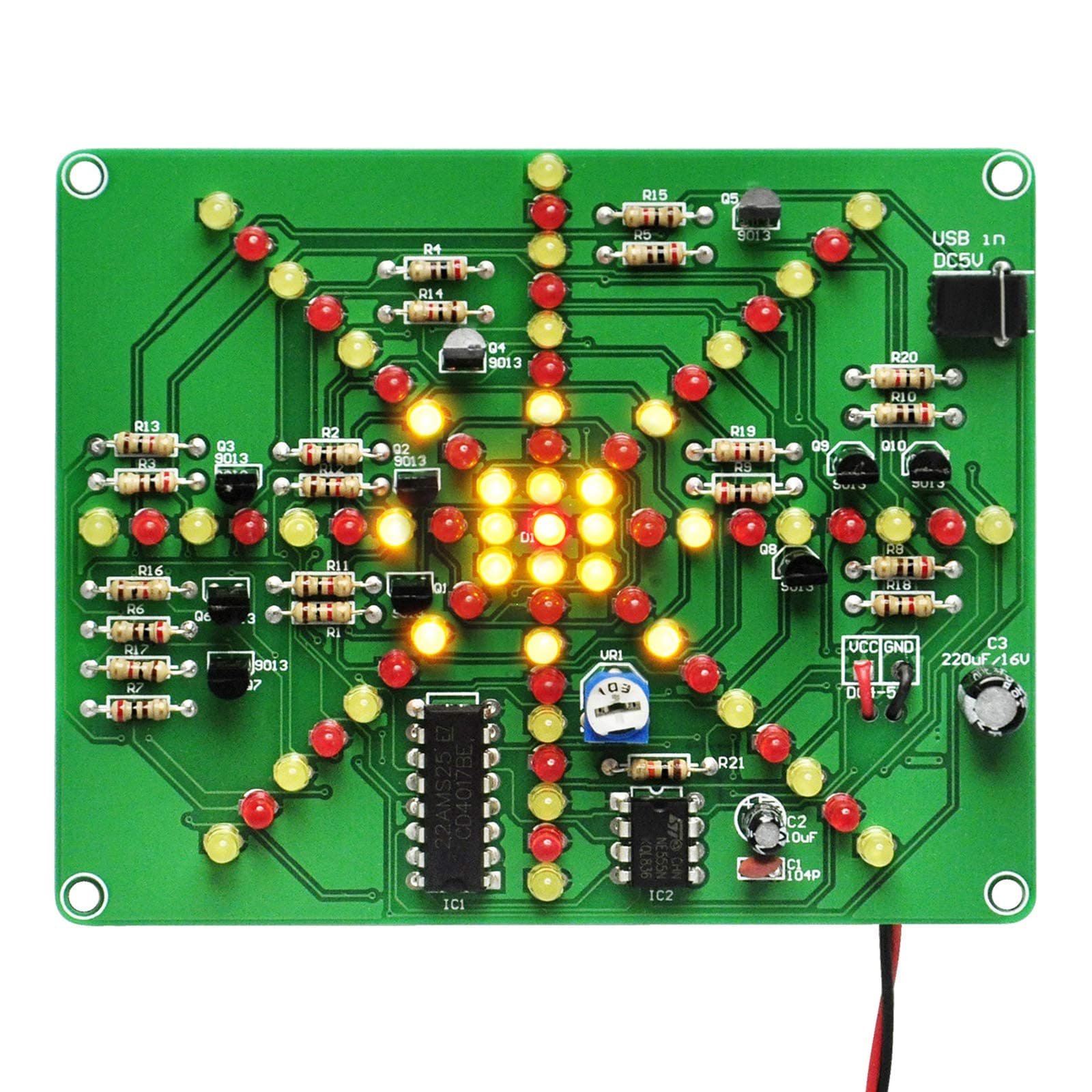 Gikfun Electronic LED Flashing Lights Soldering Practice Board PCB DIY Kit EK1874