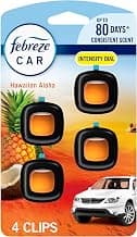 Febreze Car Air Freshener, Odor-Fighting Automotive Vent Clip, Scented Car Accessories, Long Lasting for Strong Odors, Hawaiian Aloha Scent, 4 Count
