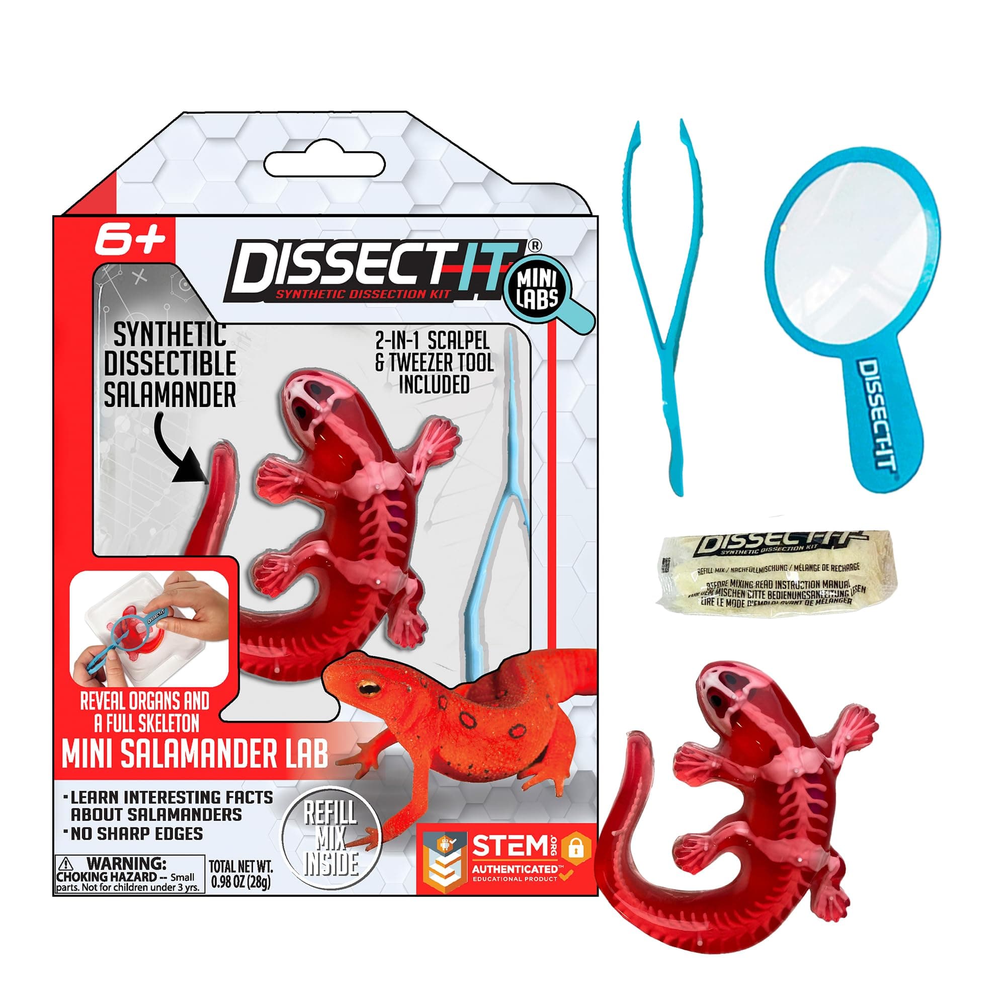 Top Secret Toys Dissect-It Mini Labs Salamander Dissection Kit for Kids, Realistic Synthetic Kids Science Kit - On, Biology and Animal Anatomy, STEM Toy, Ages 6+