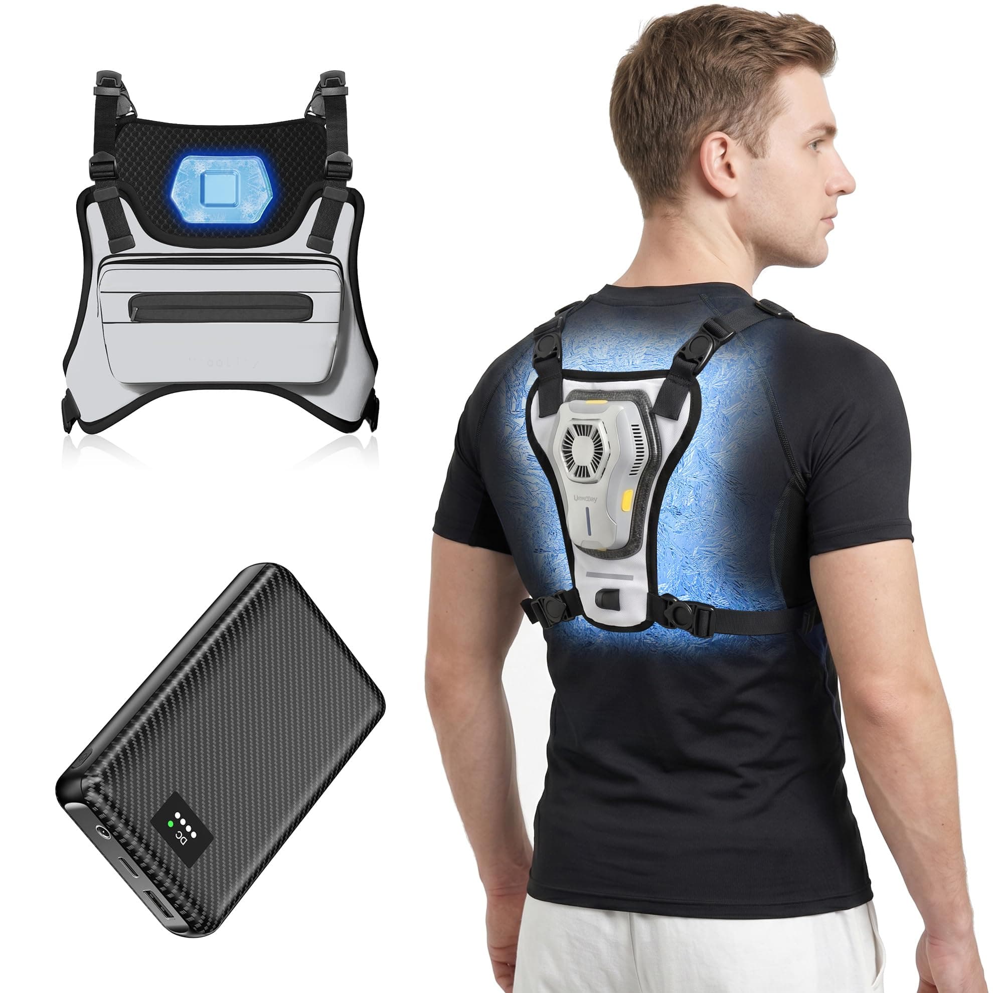 THEKUKU Cooling Vest with 30000mAh Power Bank, Portable Air Conditioner Vest for Men Women, Wearable Fan Jacket for Construction, Cosplay, Outdoor Work