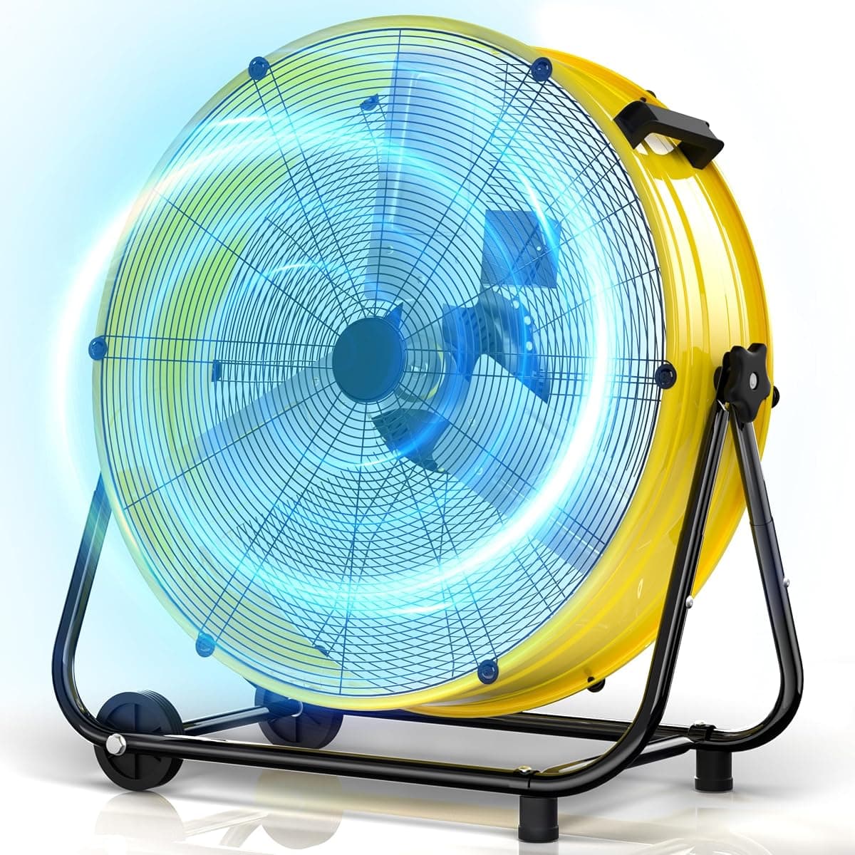 MEPTY 36-Inch Industrial Drum Fan, 21800 CFM High Velocity Floor Fan, 3-Speed Heavy Duty Metal Fan with 360° Tilt for Shop, Warehouse, Basement, Garage, Factory, 600W