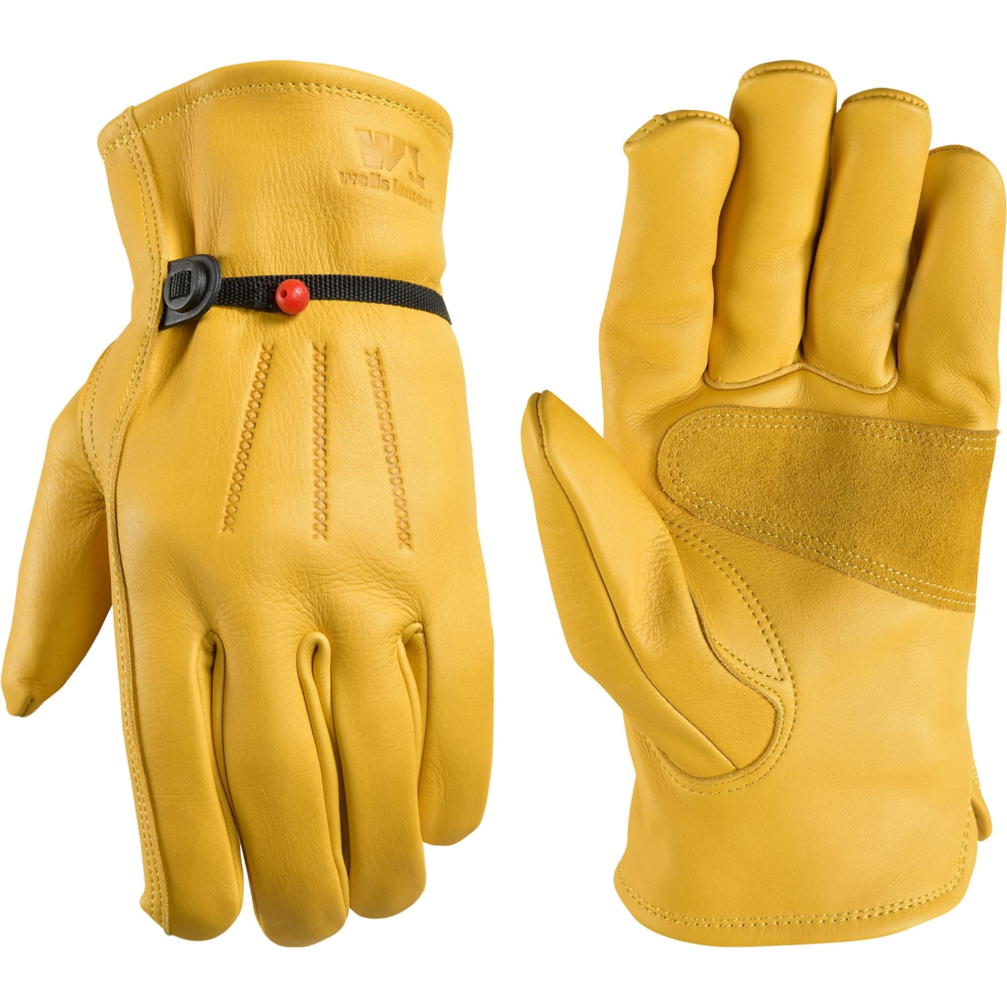 Wells Lamont Work Gloves Men and Women, Cowhide Leather Work Gloves, Adjustable Wrist