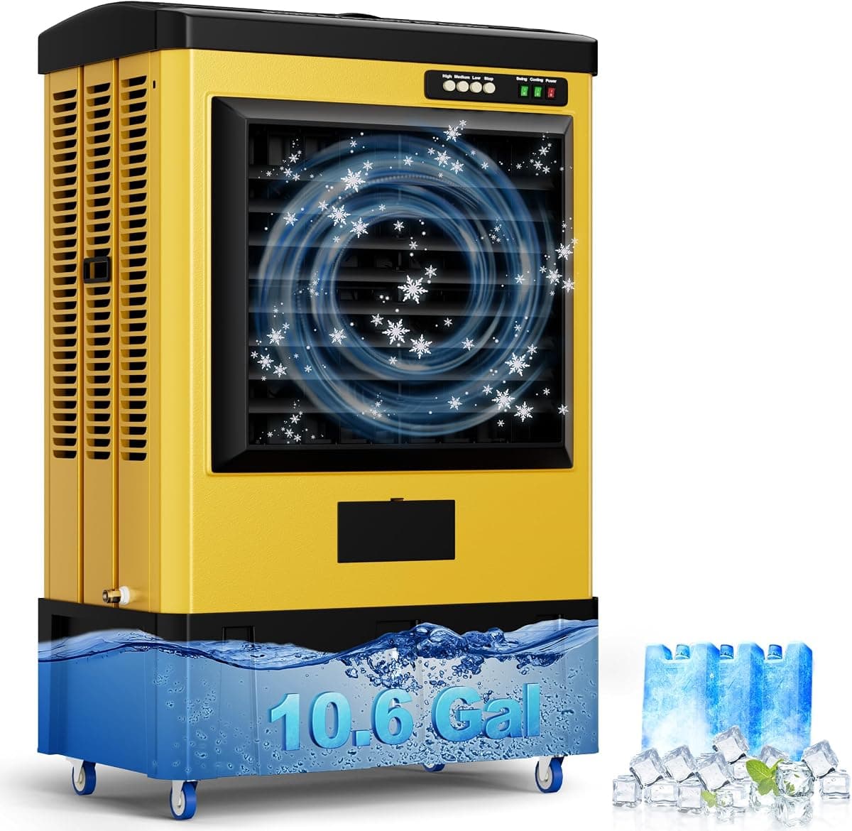 MEPTY 4800CFM Portable Swamp Cooler, Evaporative Air Cooler with 10.6 Gal Water Tank, Continuous Auto Fill, 3 Speeds, 120°Oscillation, Industrial Outdoor Swamp Coolers for Patios, Garage