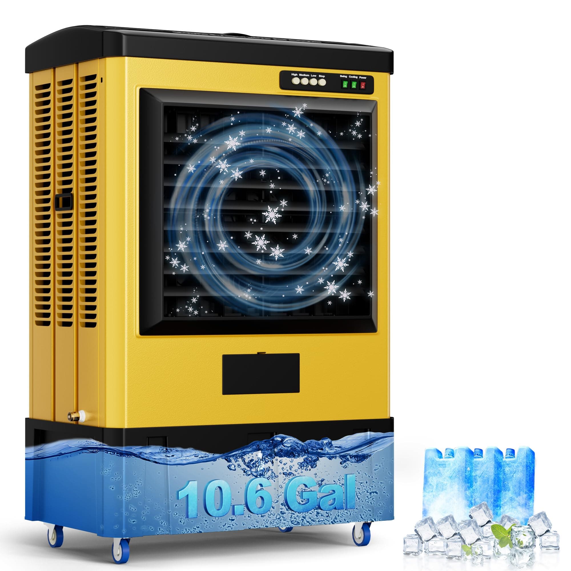 MEPTY 4800CFM Portable Swamp Cooler, Evaporative Air Cooler with 10.6 Gal Water Tank, Continuous Auto Fill, 3 Speeds, 120°Oscillation, Industrial Outdoor Swamp Coolers for Patios, Garage
