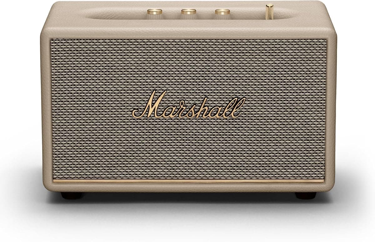 Marshall Acton III Bluetooth Home Speaker - Loud Stereo Sound with Bass and Treble Controls | Plug-in Powered | 3.5mm Aux Input - Cream