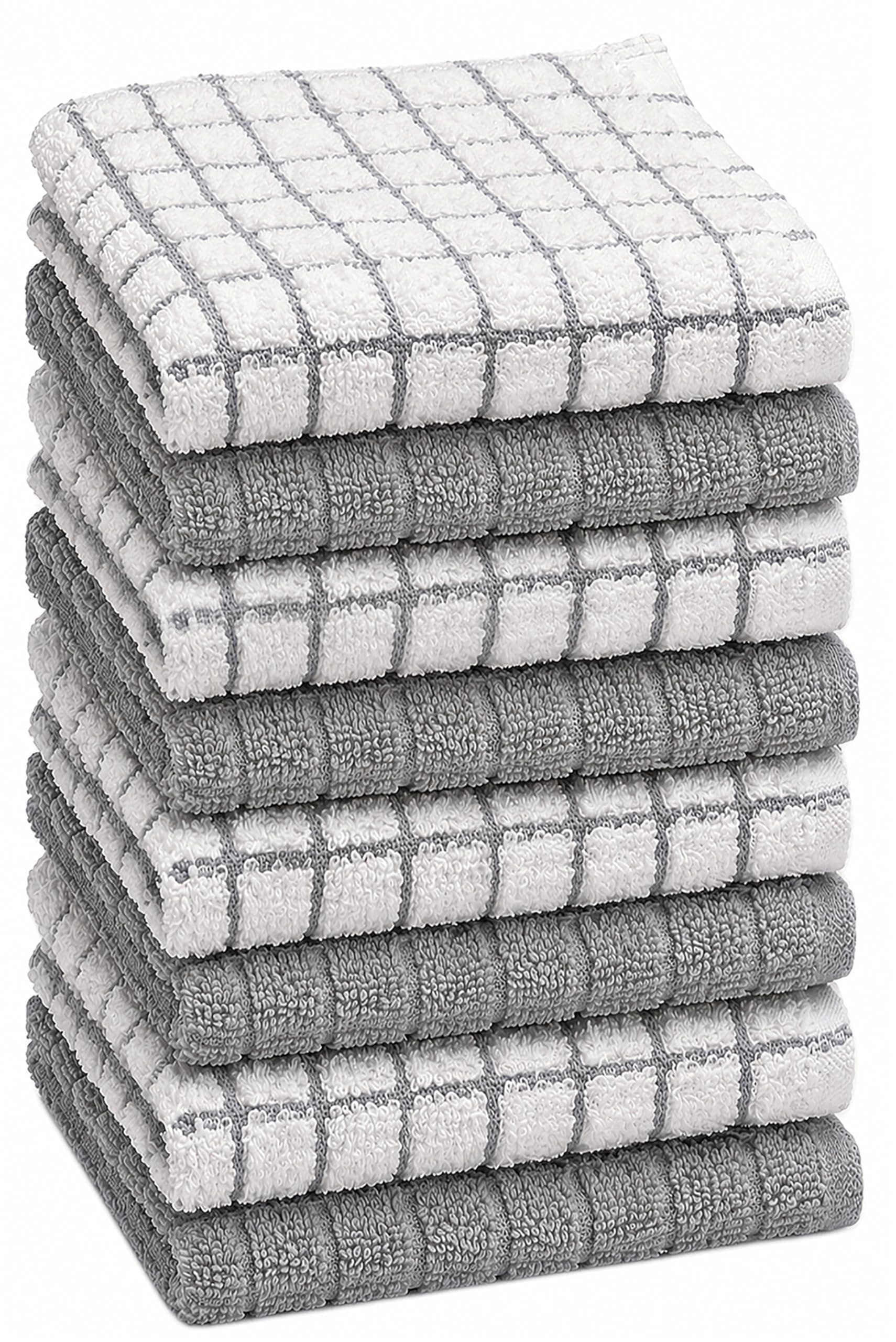 Bumble Dish Cloths (8 Pack) | 12" x 12" | 100% Cotton Kitchen Towels | 405 GSM | Soft, Highly Absorbent & Durable Dish Towels for Kitchen | Gray