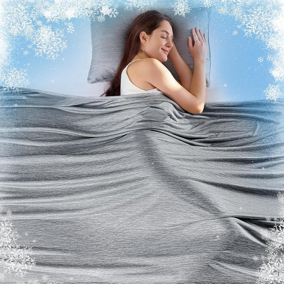 KMUSET Cooling Blanket Twin (60"x80"), Double Sided Summer Cooling Blankets for Hot Sleepers & Night Sweats, Cool Lightweight Blanket for Dorm Room Essentials, Picnic, Gifts for Women Light Grey