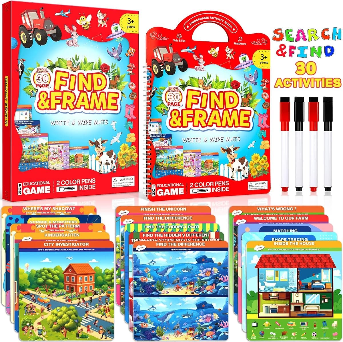 Search and Find Activity Book for Kids Ages 3-5, Preschool Learning Activities, Toddler Toys Travel Games, Kids Busy Book for Car Airplane Road Trip Essentials, Perfect Easter Christmas Birthday Gift