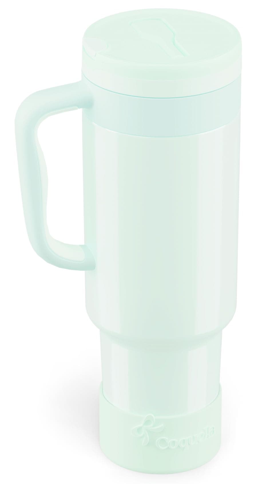 40 oz Insulated Tumbler with Handle and Push-Button Straw Lid, Stainless Steel Travel Cup for Gym Office, Leakproof, BPA-Free, Cup Holder Friendly, Bow Silicone Boot, Green (Morning Mist)