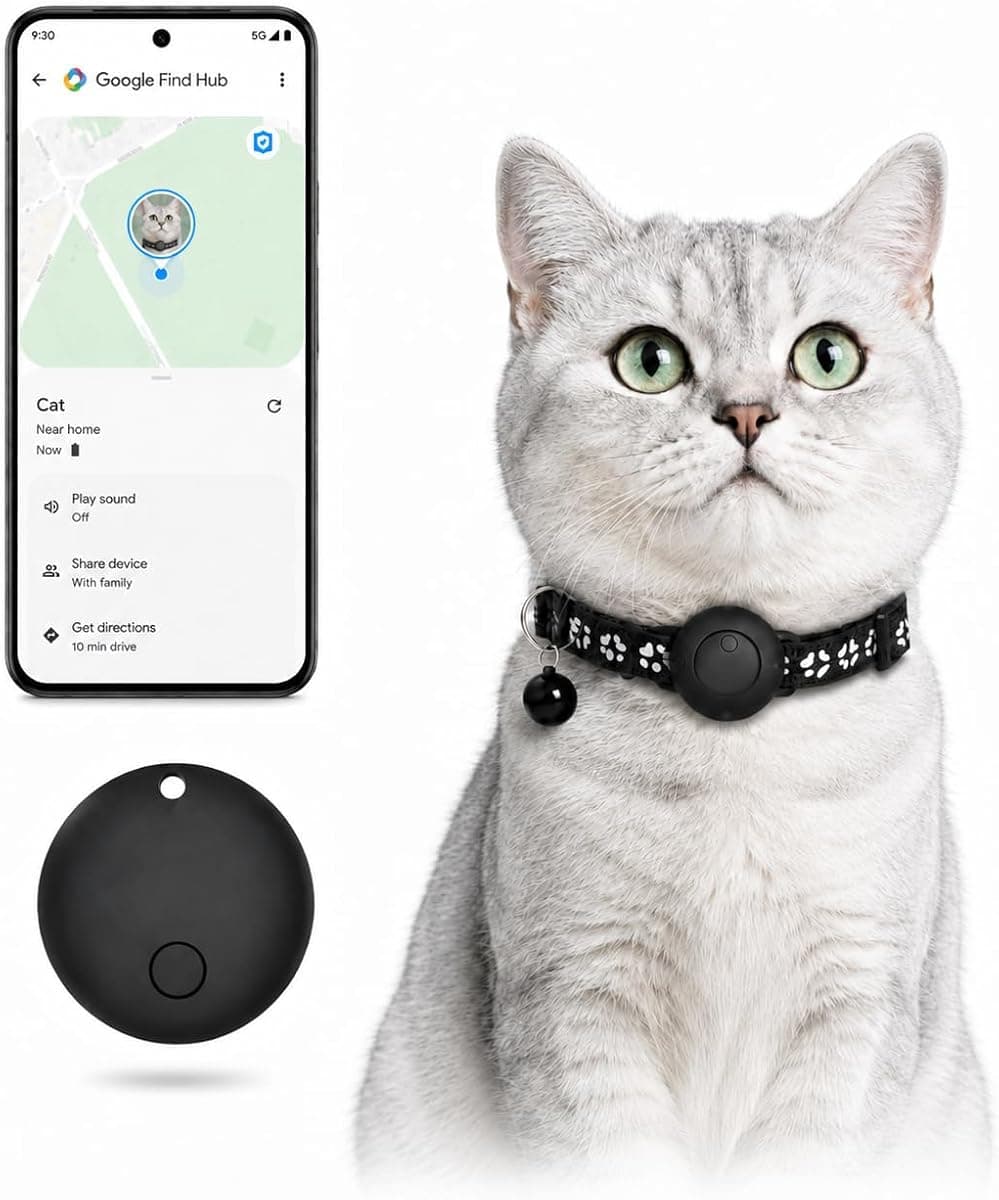 Pet Tracker,GPS Collar for Cats (Android Only) Smart tag,Waterproof Compatible with Google Find My,No Monthly Fee,Advanced Tracking Solution Smart Collar for Pet Safety Ideal Small Large Cats